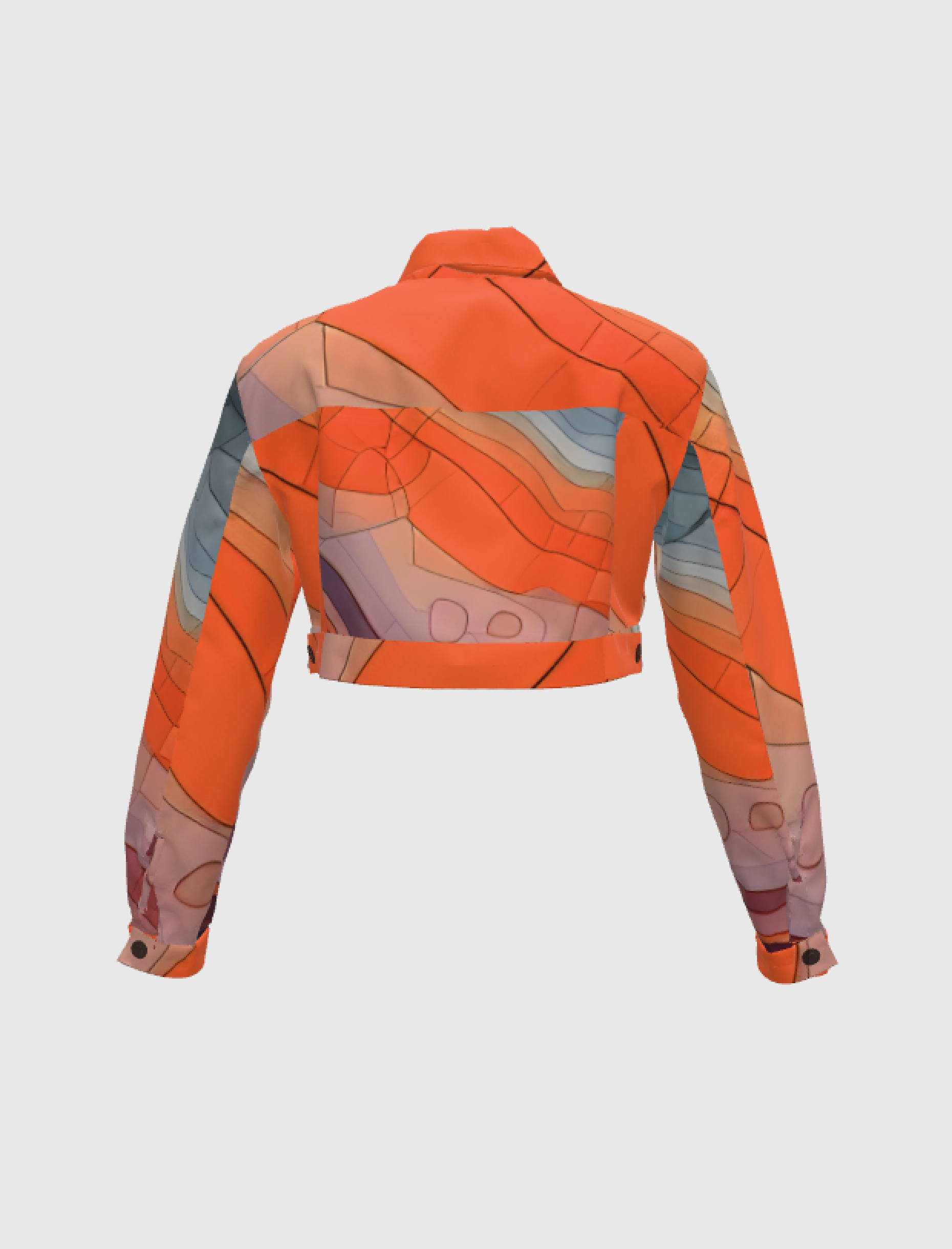 Cropped Women's Jean Jacket SD Red City Map