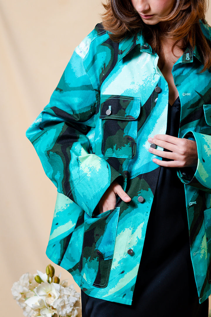 Turquoise Graphic Aplatano’ Jacket