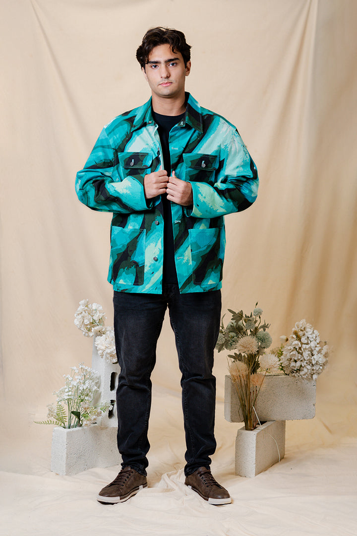 Turquoise Graphic Aplatano’ Jacket