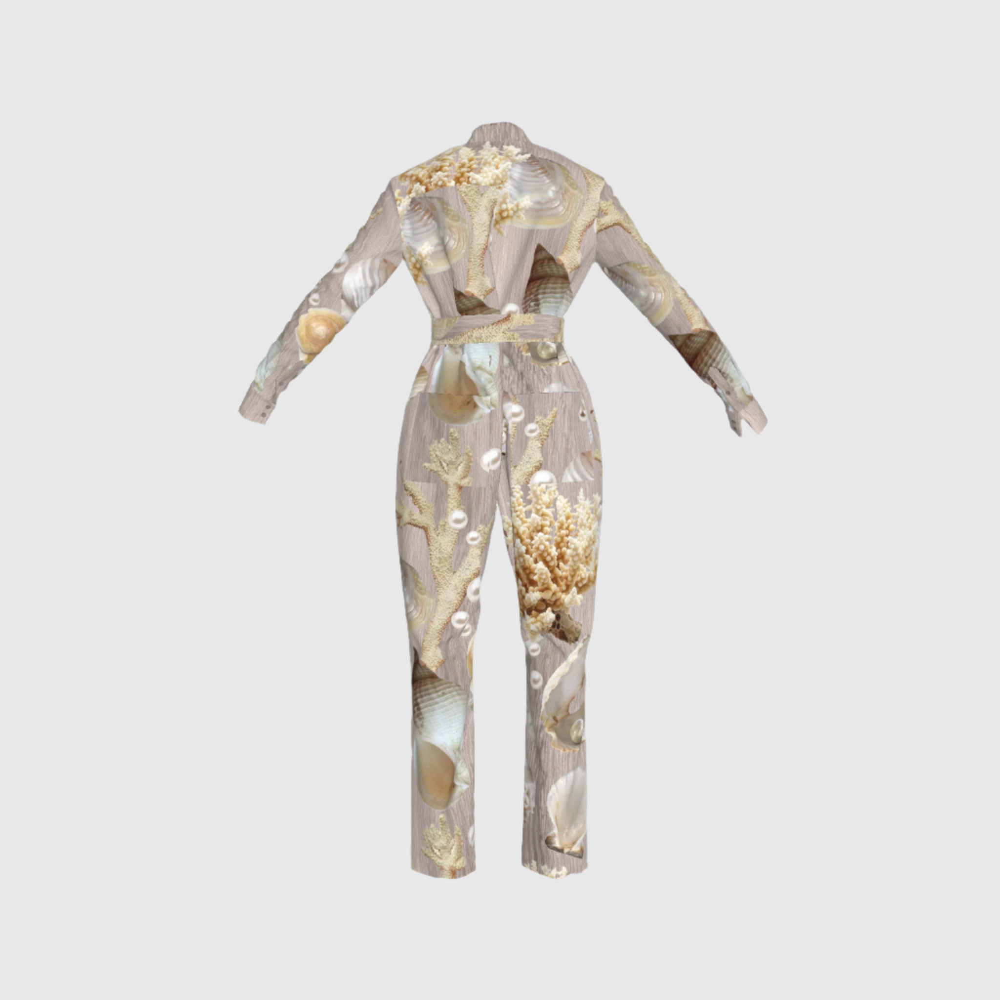 Coral and Pearls Lightweight Button Front Jumpsuit