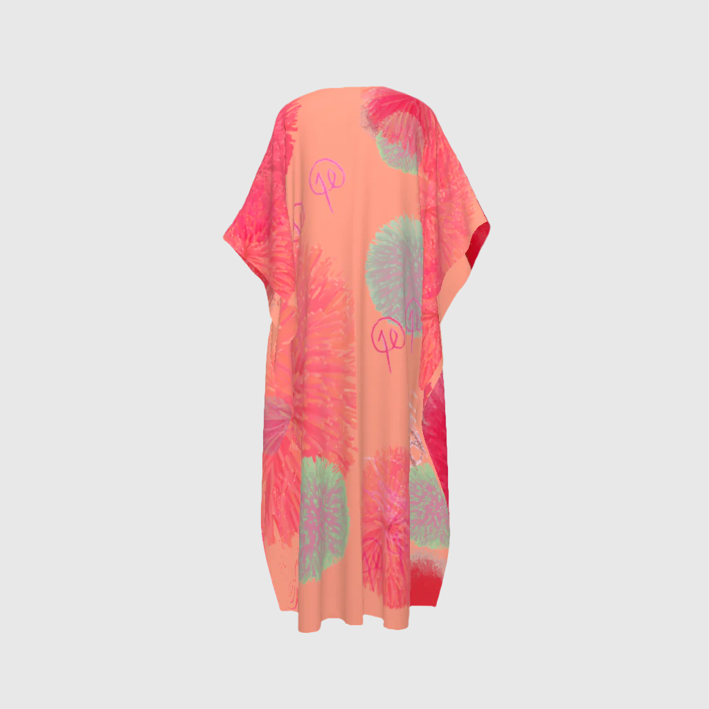 Coral Koosh Silk Caftan
