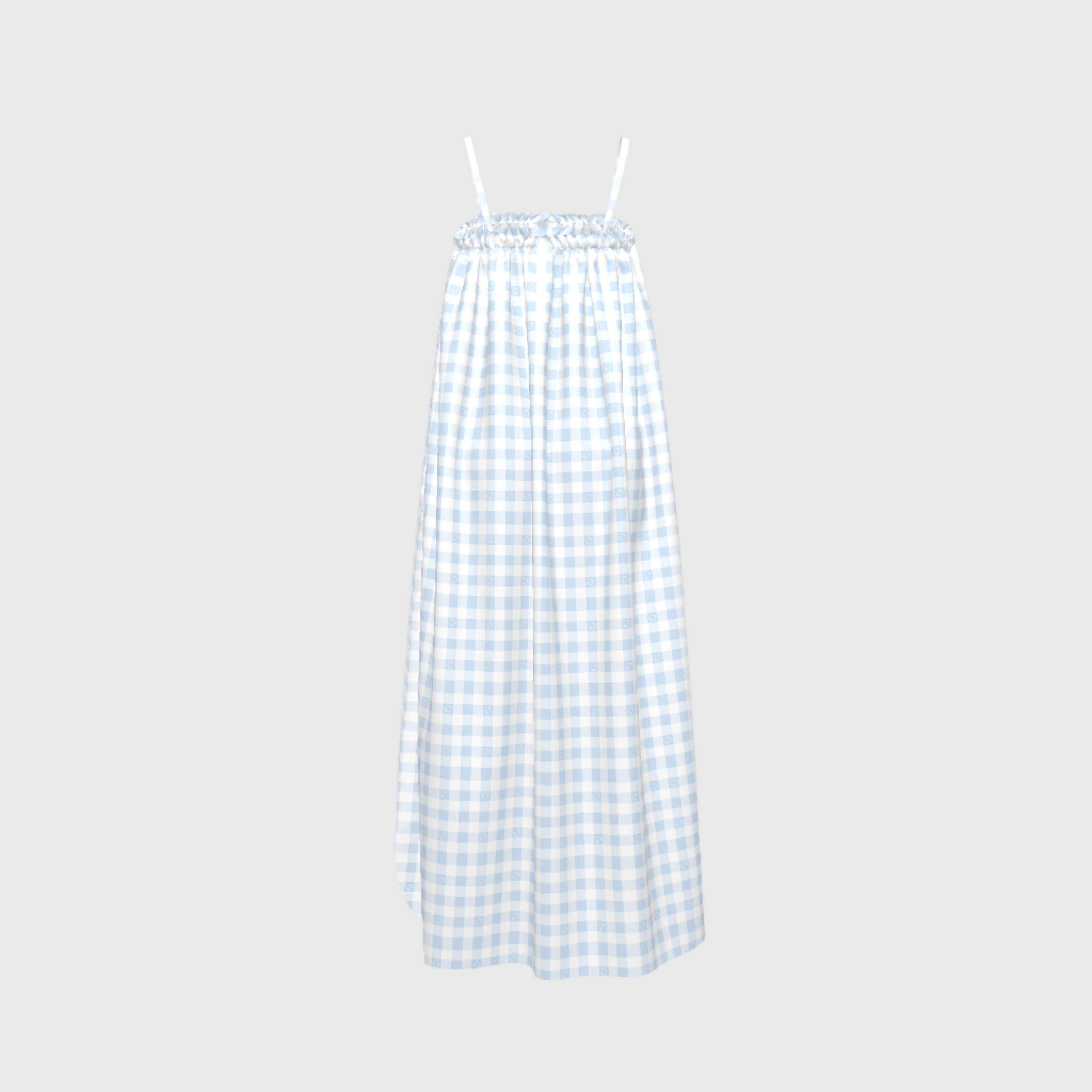 Blue Gingham Drawstring Dress