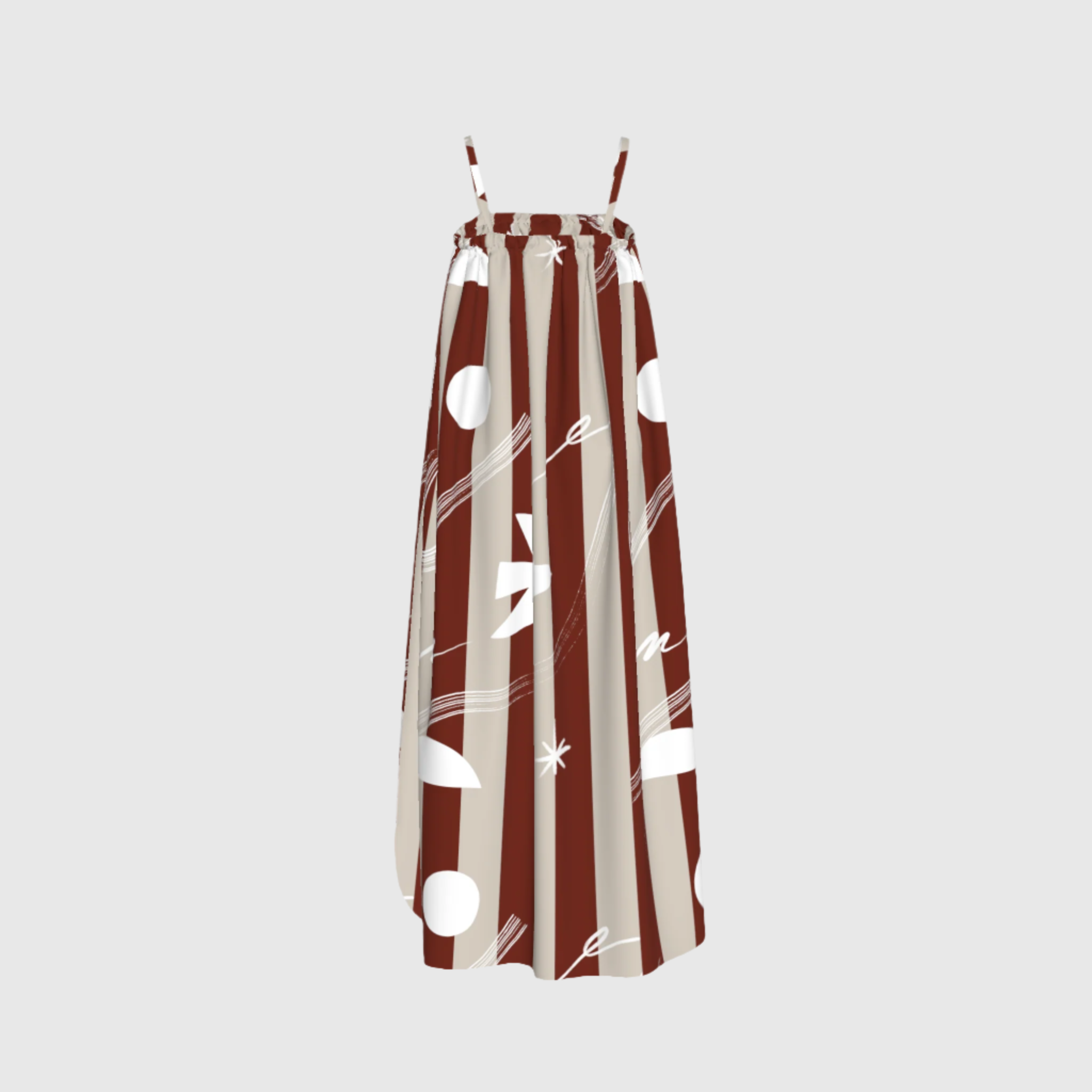 Beige and Crimson Stripes Camisole Dress
