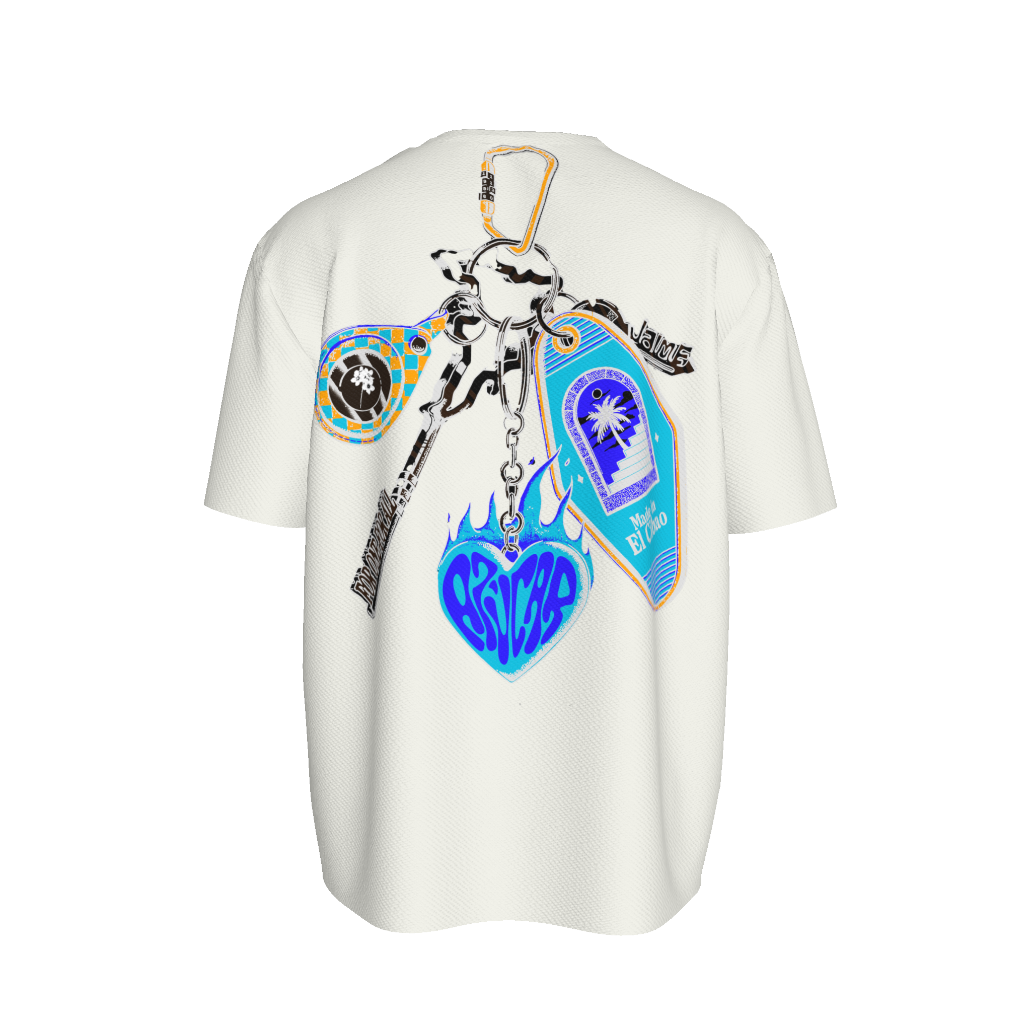 'Llaves del Cibao' Boxy T-shirt in Azúcar Azul Blanco
