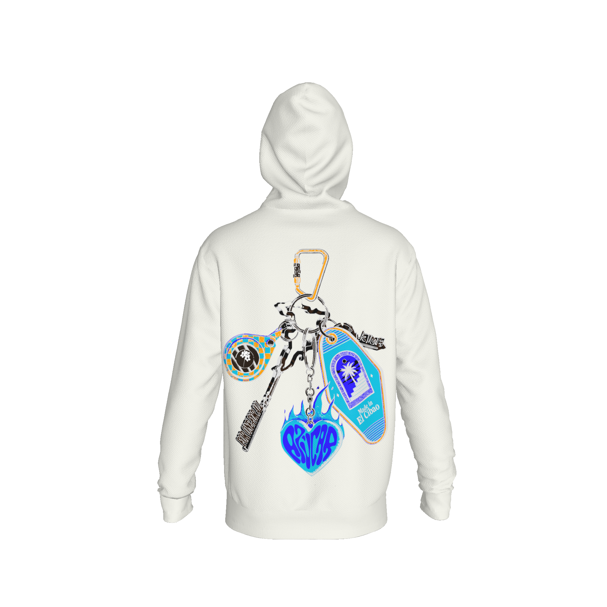 'Llaves del Cibao' Hoodie in Azúcar Azul Blanco