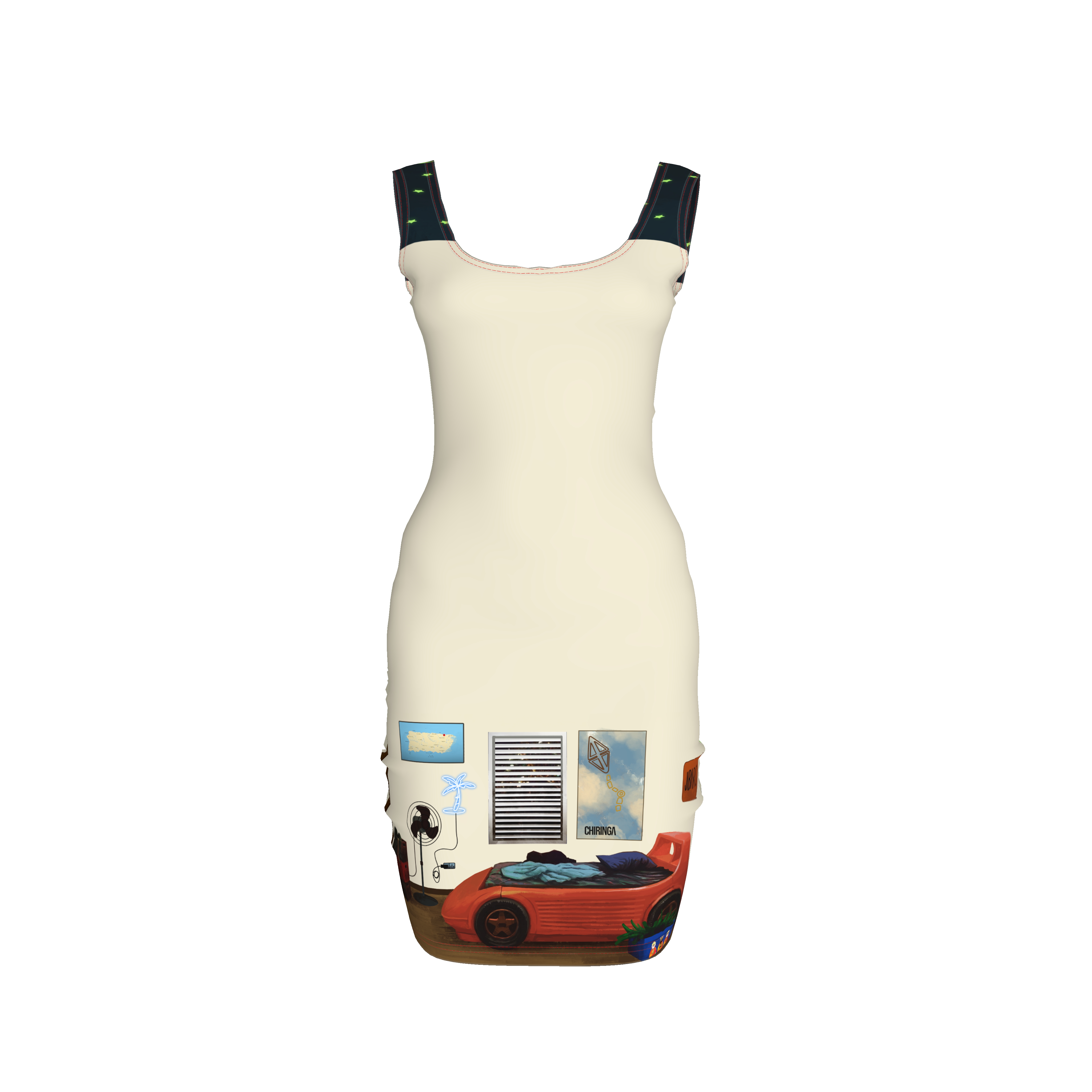 Bodycon Tank Dress Jibaro Urbano - Reyes Room Bodycon Dress  in Organic Cotton Spandex