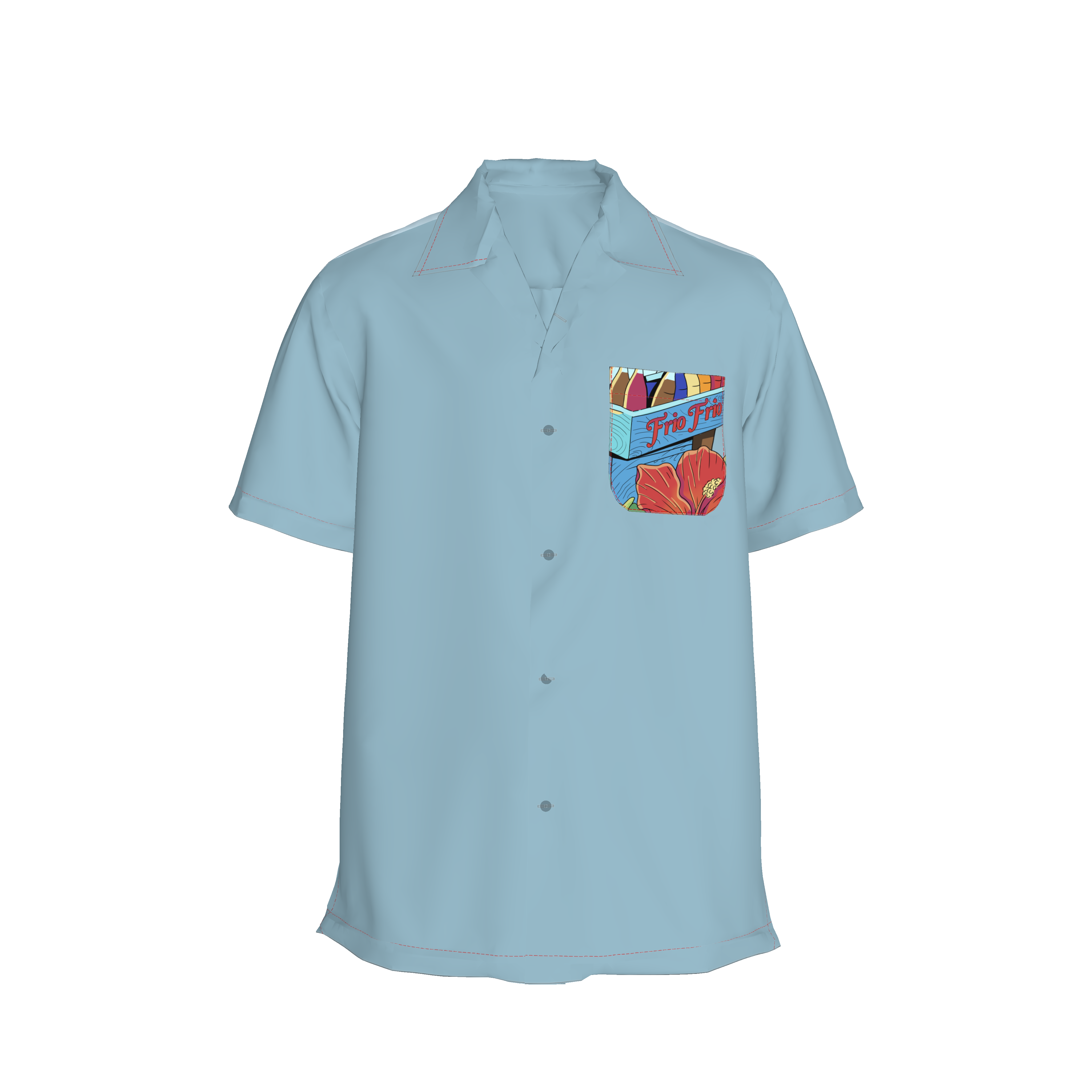 Bowling Shirt - Jibaro Urbano - Frio Frio Azul2 in Silk Cotton