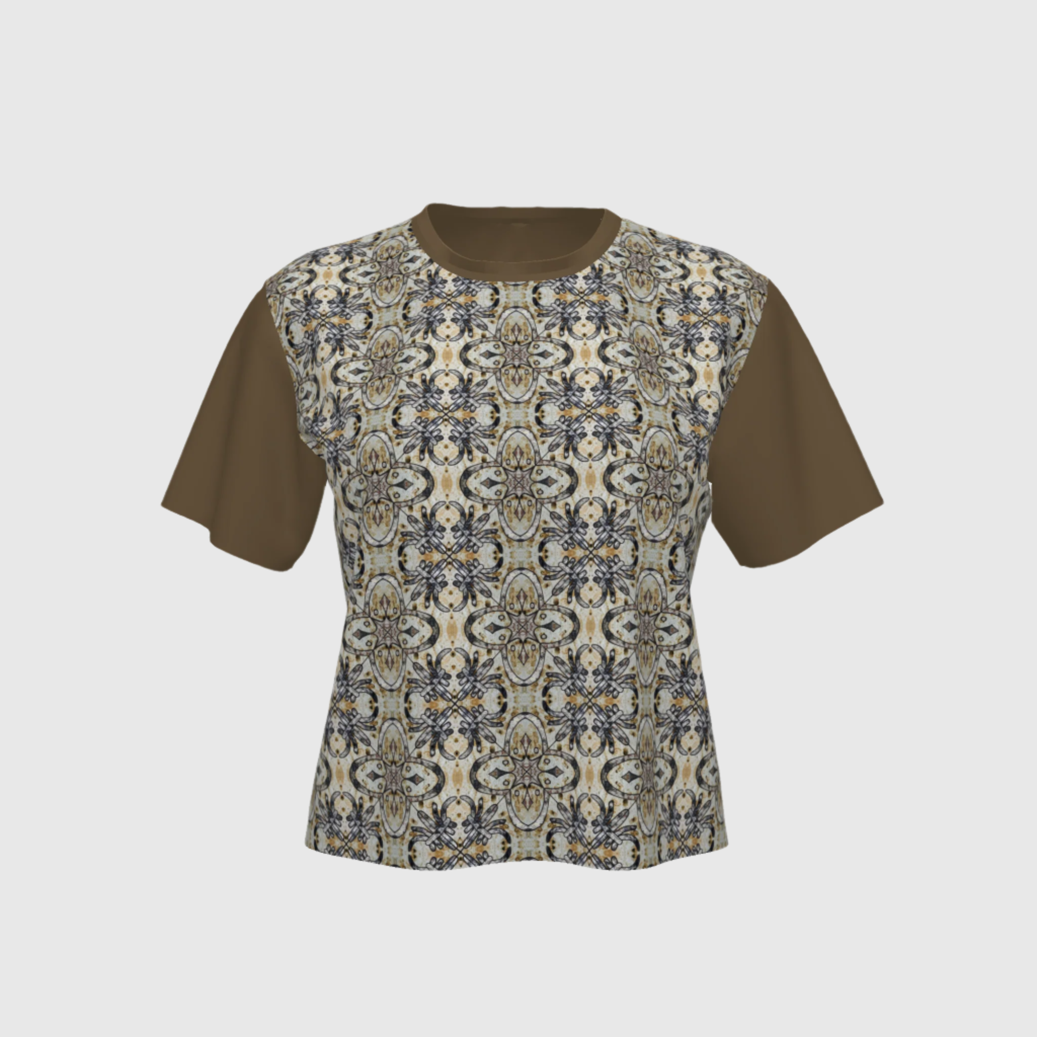 T-shirt Colonial in Las Damas Print and Brown