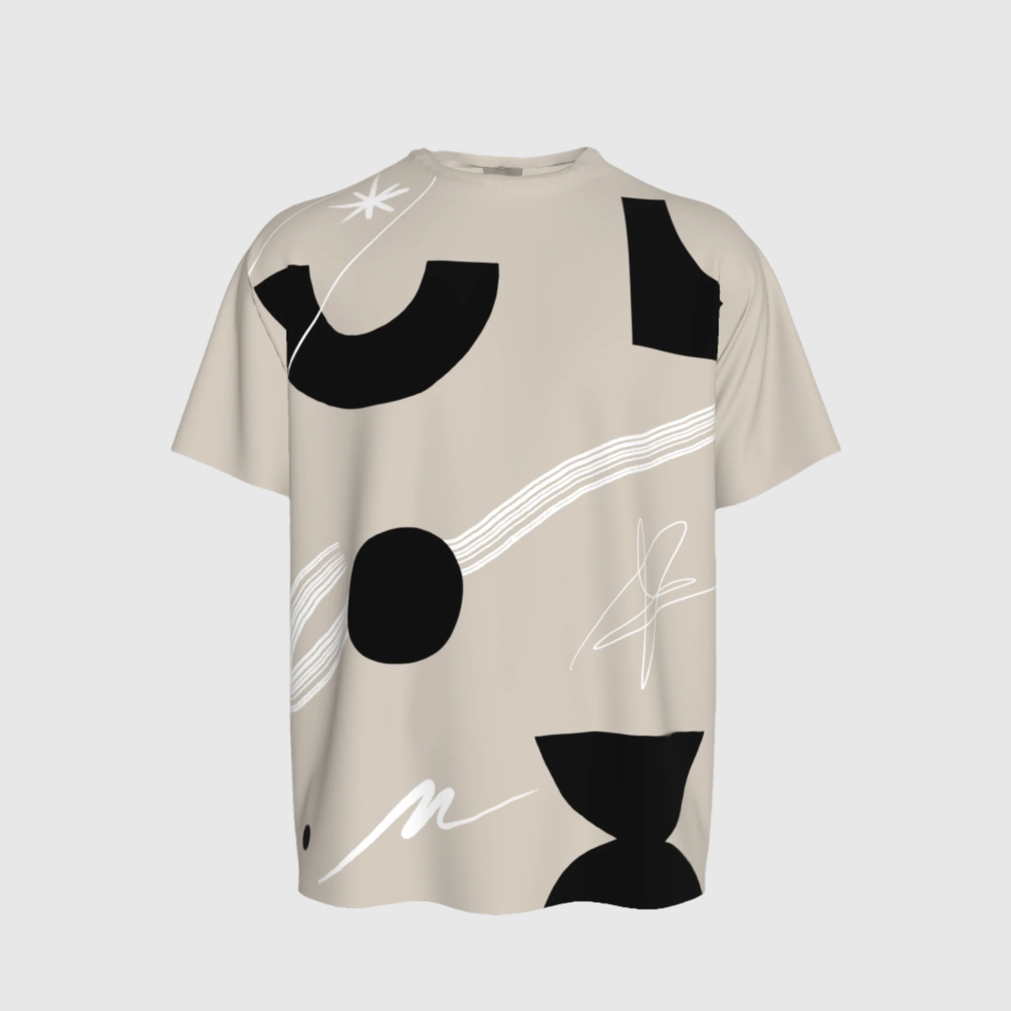 Relaxed Crew Neck Abstract Tee