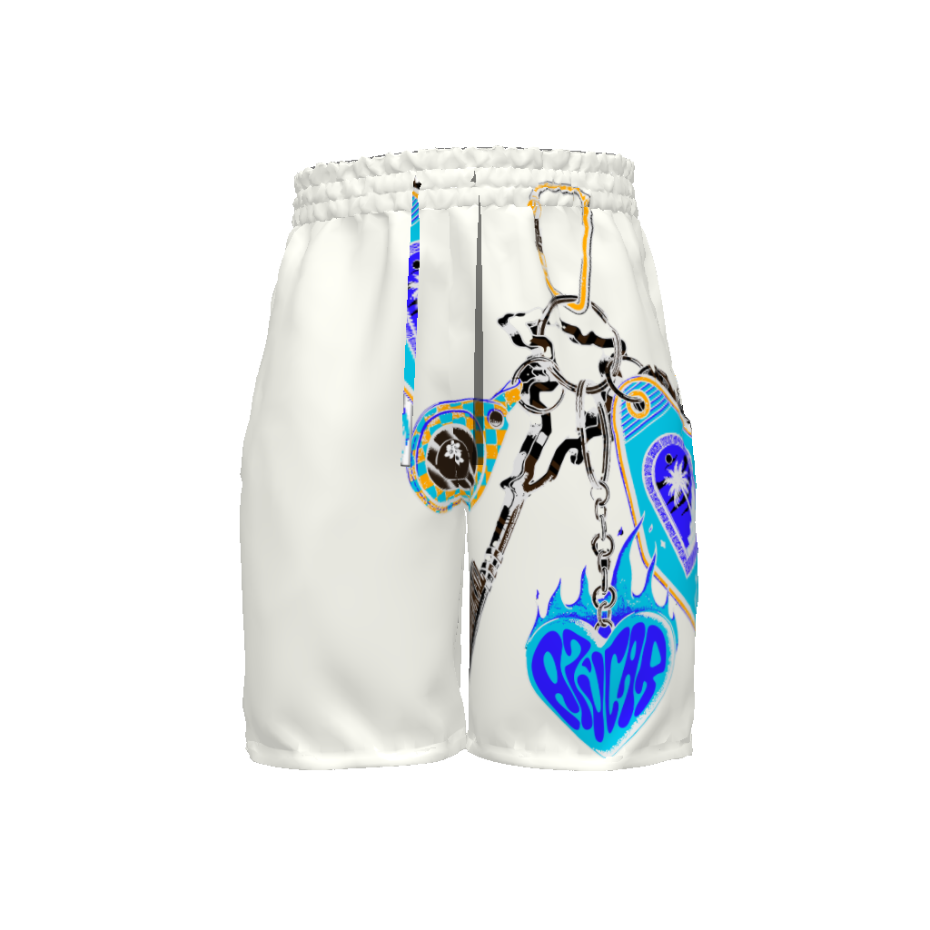 'Llaves del Cibao' Basketball Shorts in Azúcar Azul Blanco
