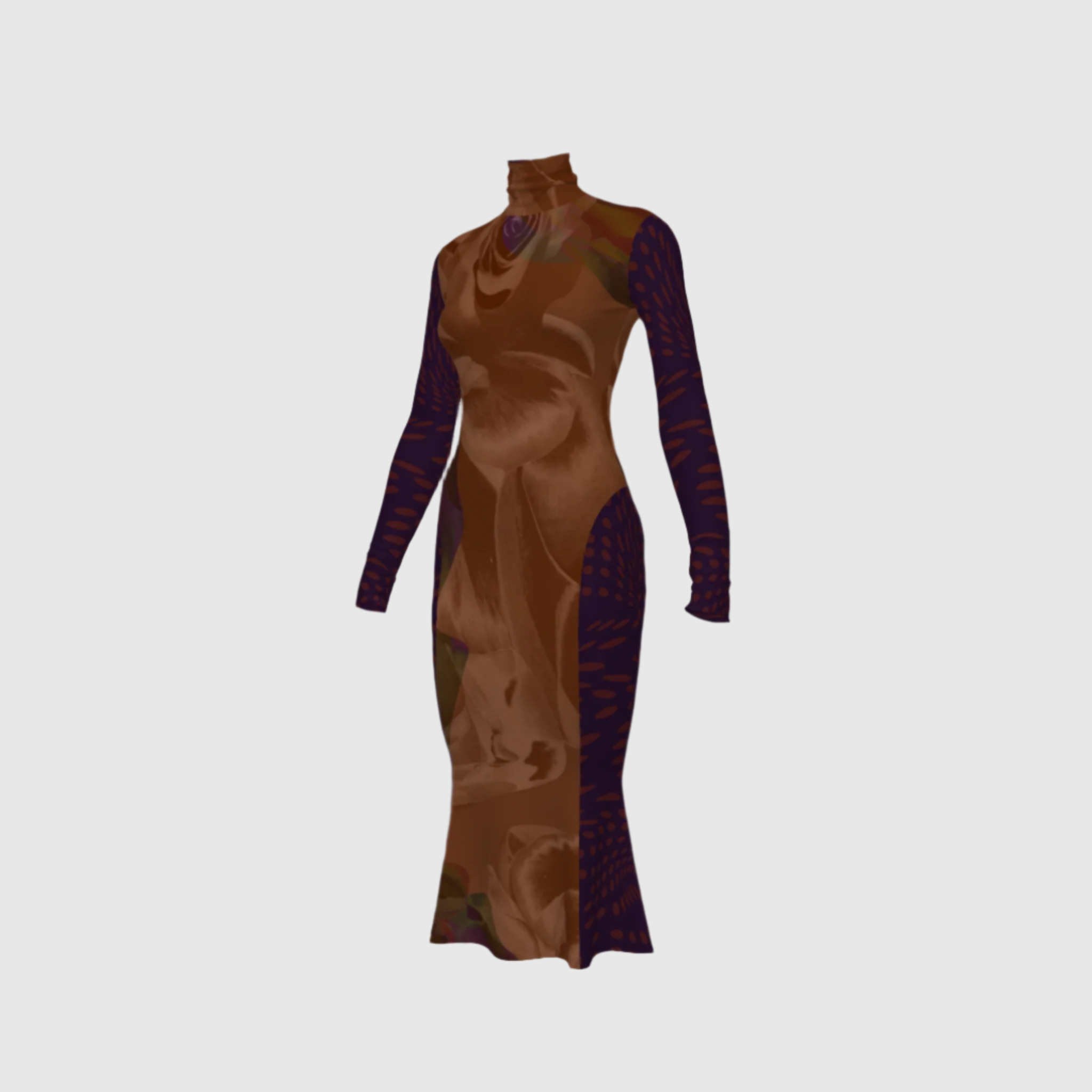 Illusionary Blossom Turtleneck Dress
