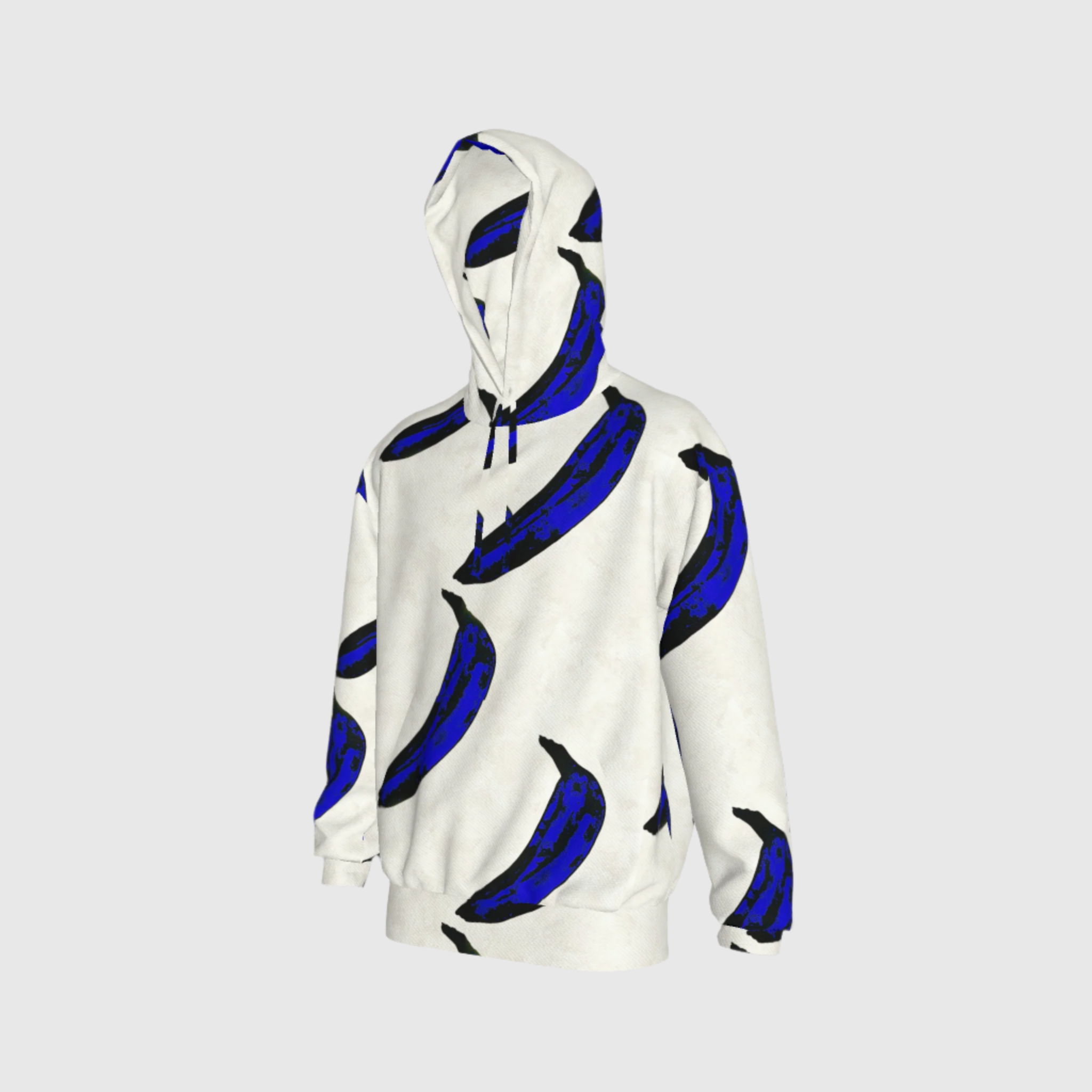 White Warhol Half Raglan Sweatshirt Hoodie in Organic Cotton Spandex French Terry