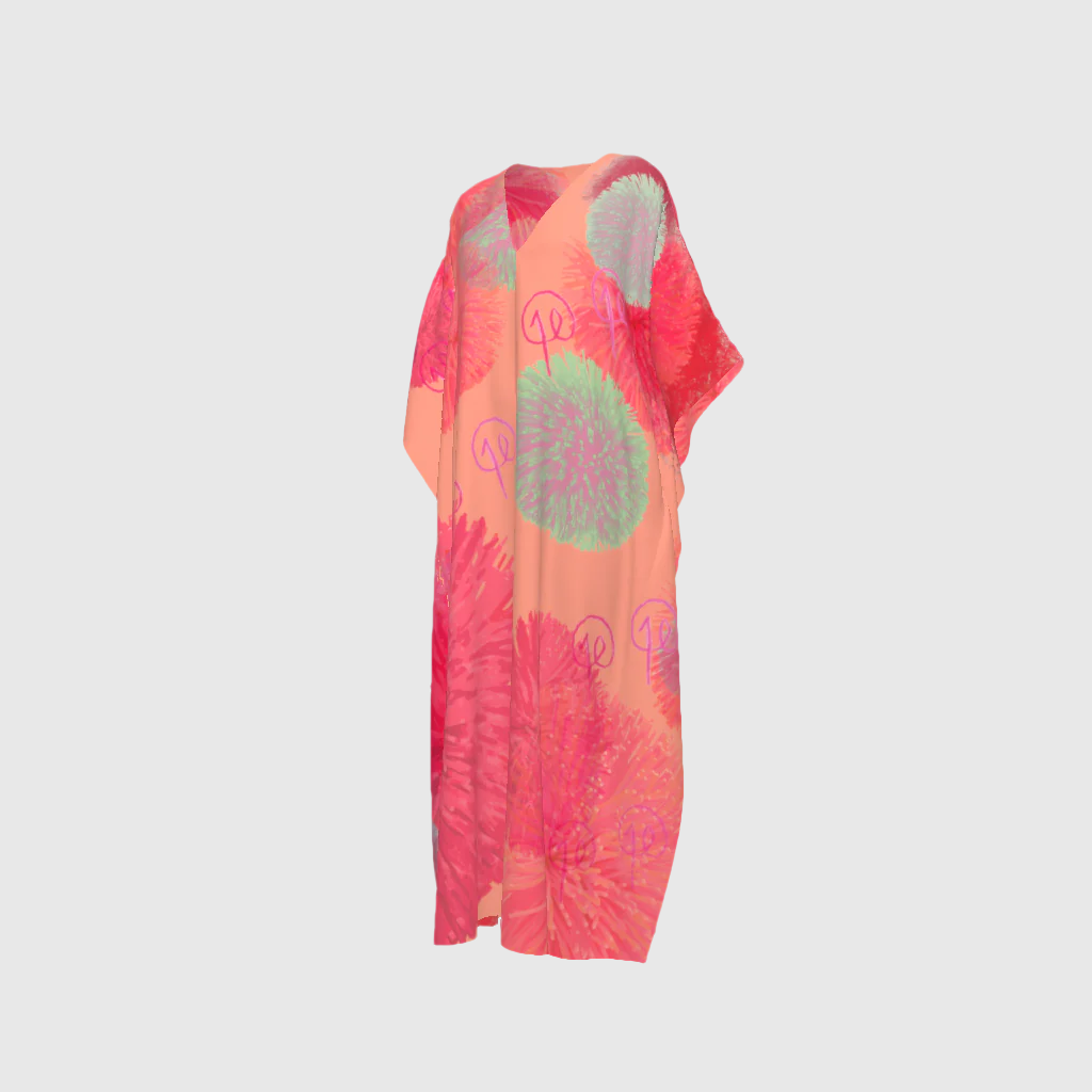 Coral Koosh Silk Caftan