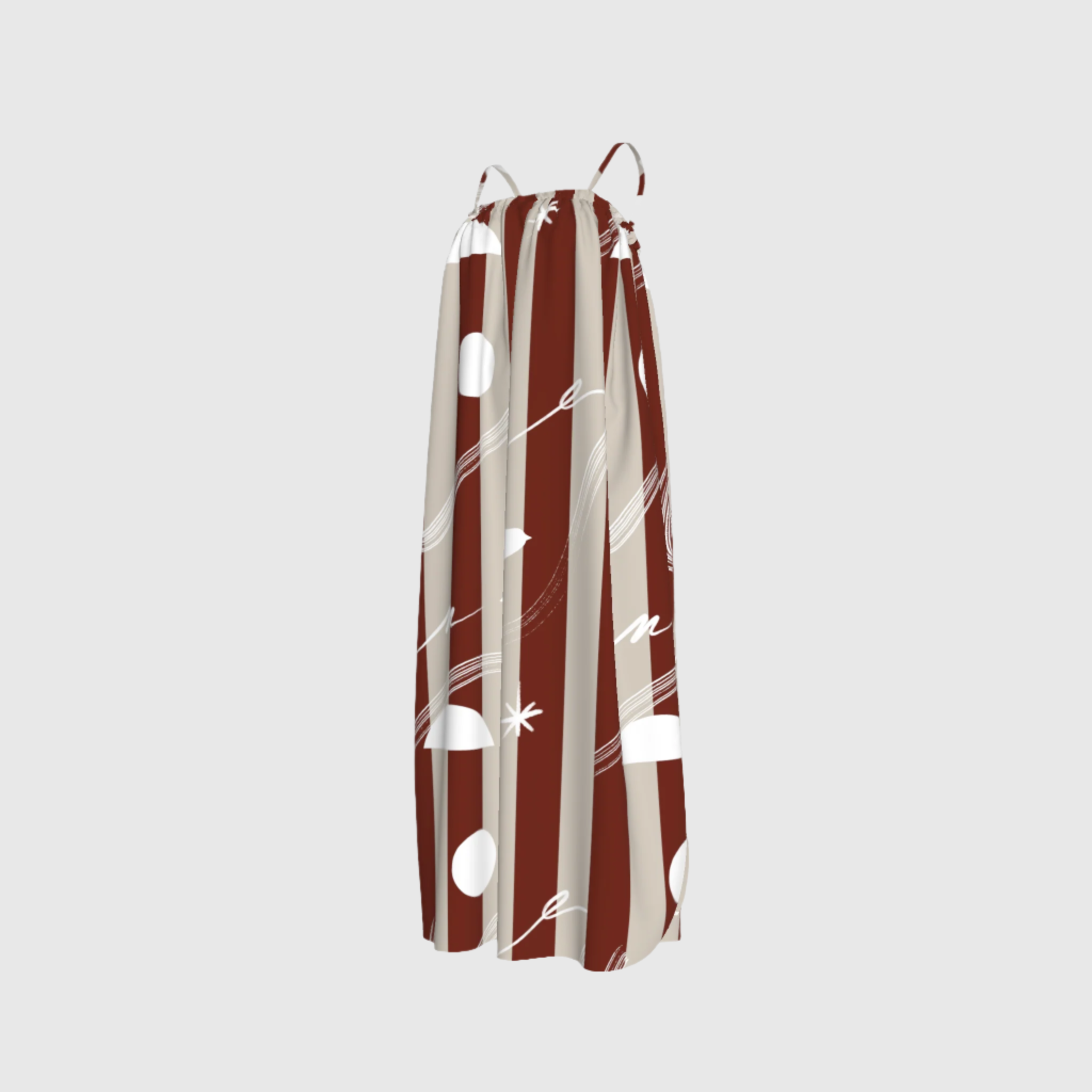 Beige and Crimson Stripes Camisole Dress