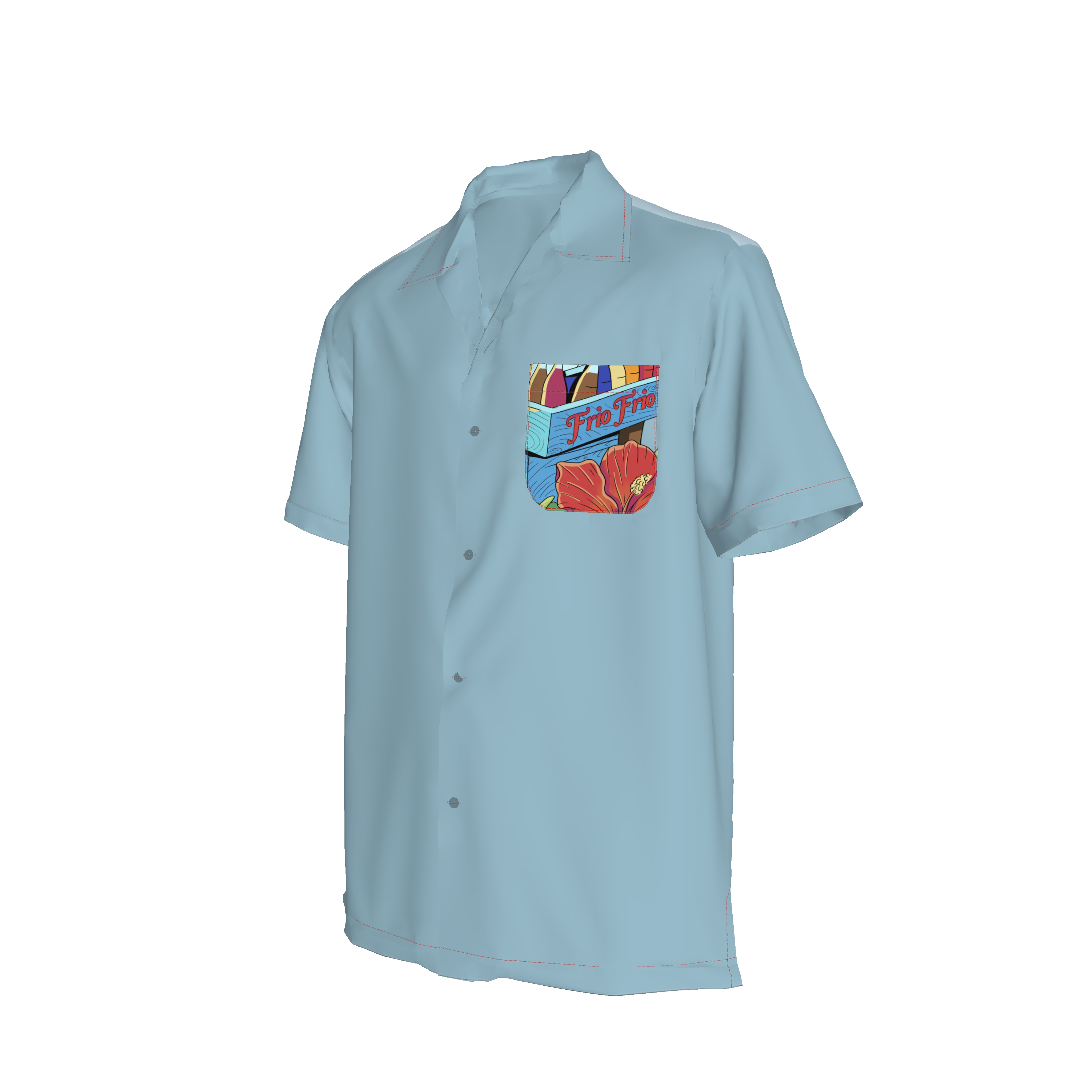 Bowling Shirt - Jibaro Urbano - Frio Frio Azul2 in Silk Cotton