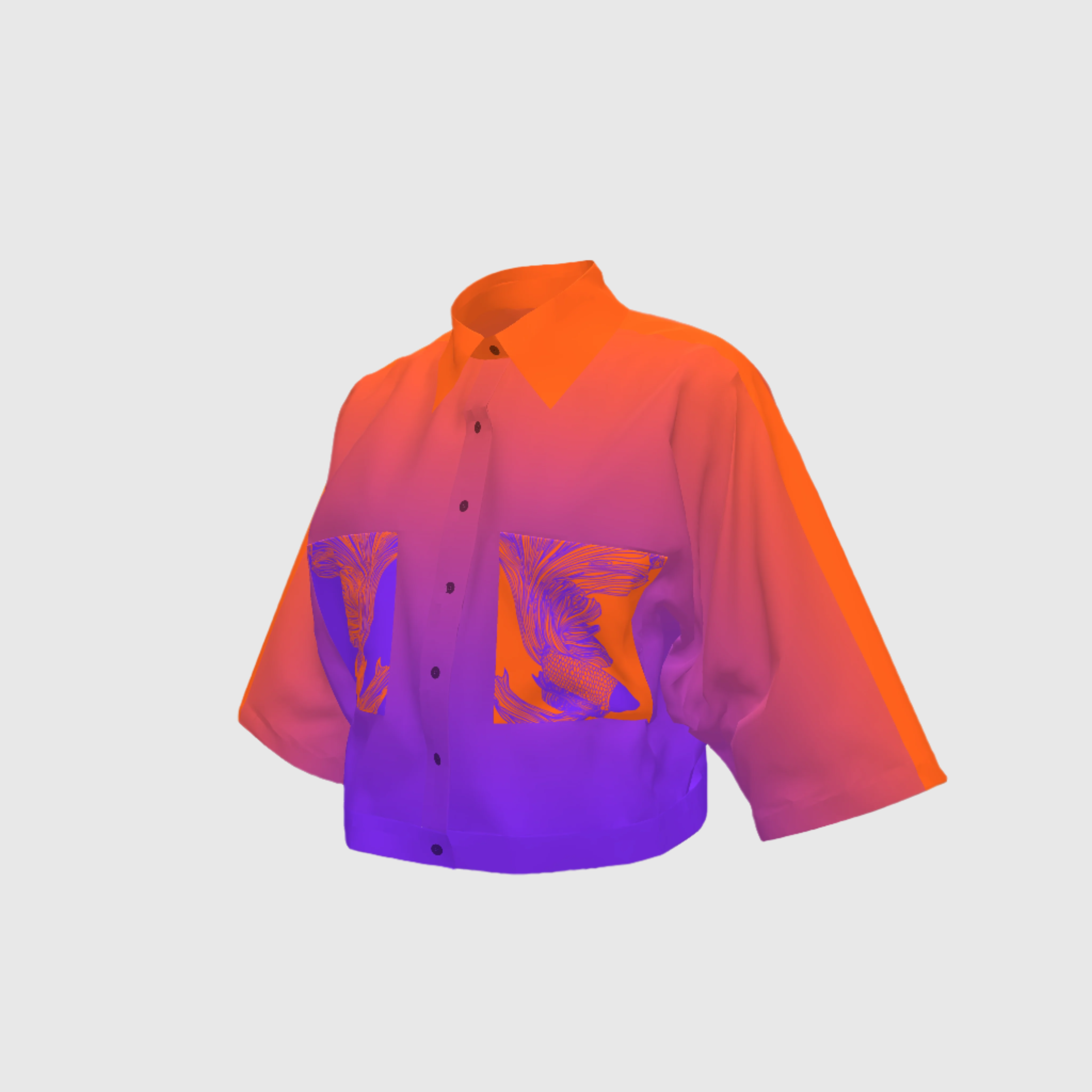 Crop Blouse Betta In Sunset Print