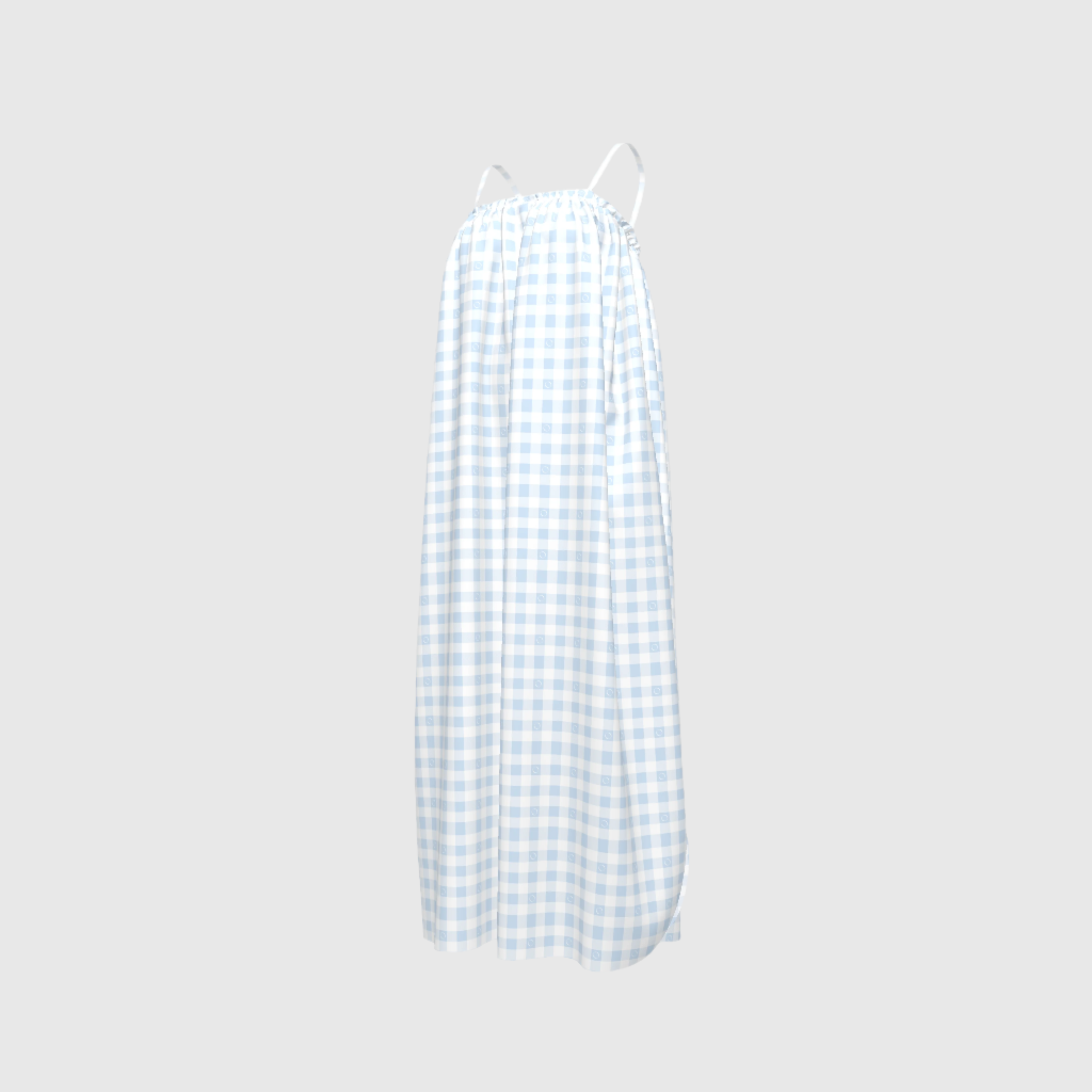 Blue Gingham Drawstring Dress