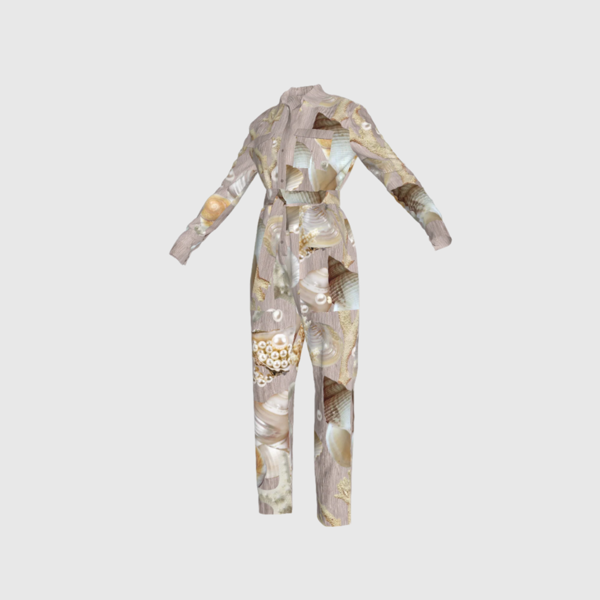 Coral and Pearls Lightweight Button Front Jumpsuit