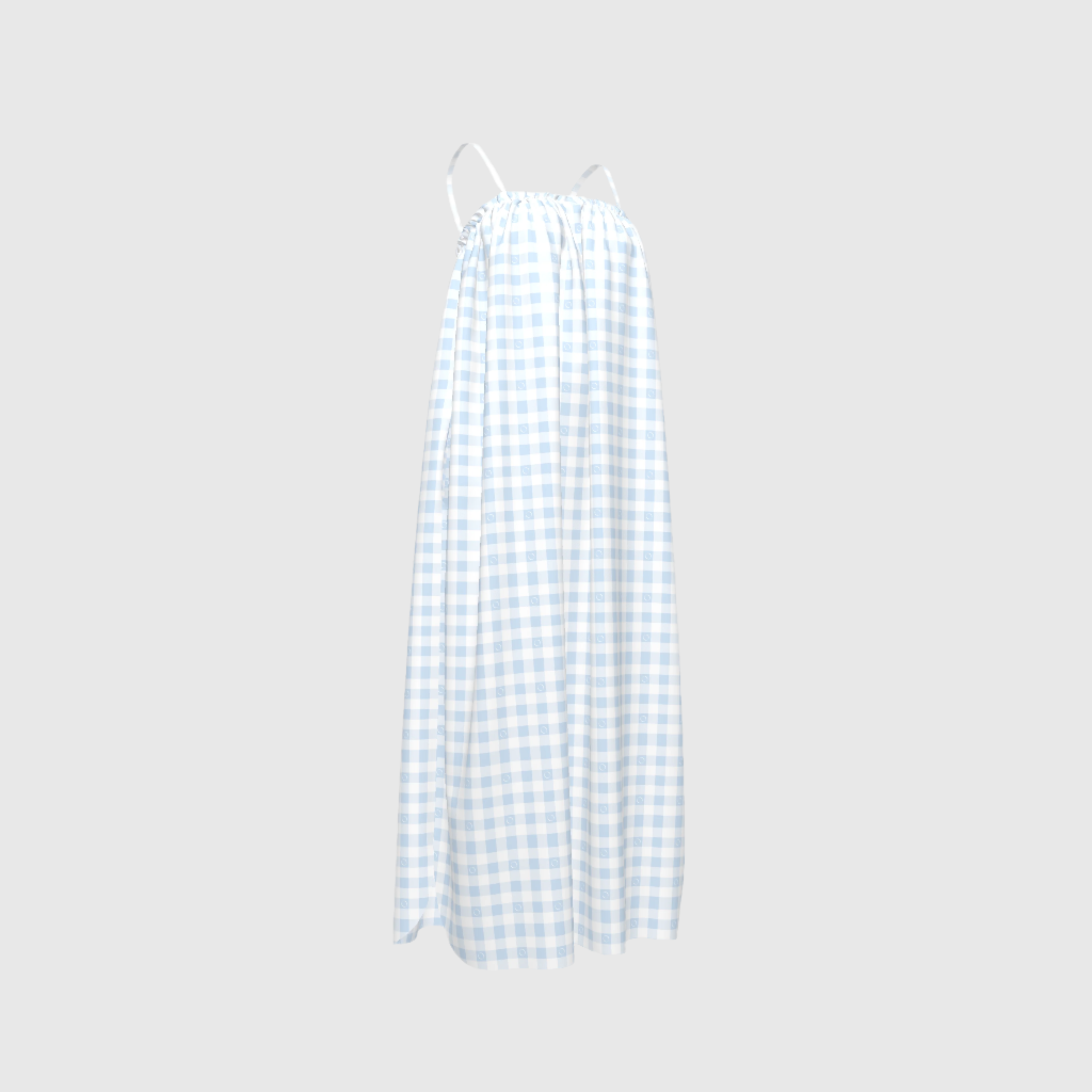 Blue Gingham Drawstring Dress