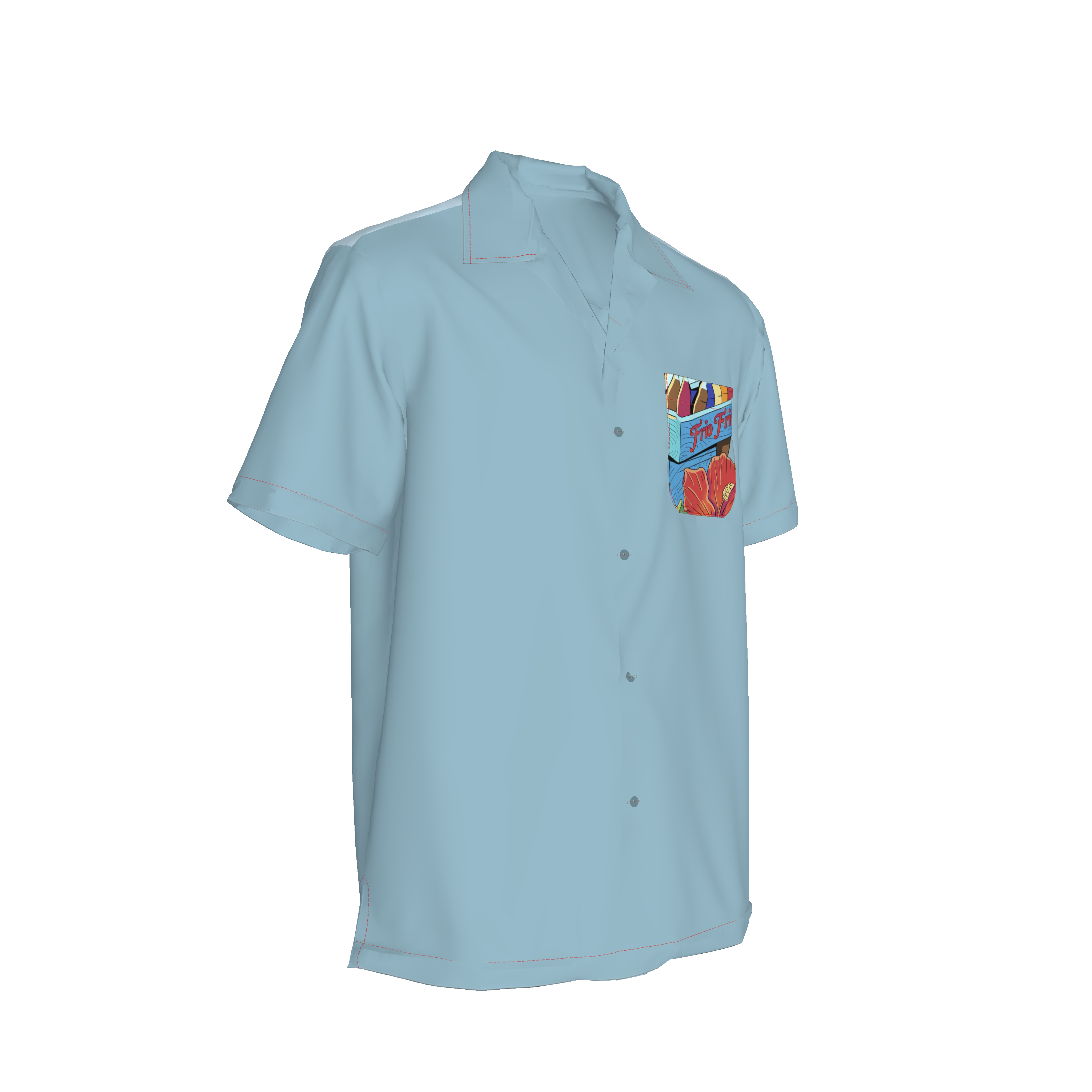 Bowling Shirt - Jibaro Urbano - Frio Frio Azul2 in Silk Cotton