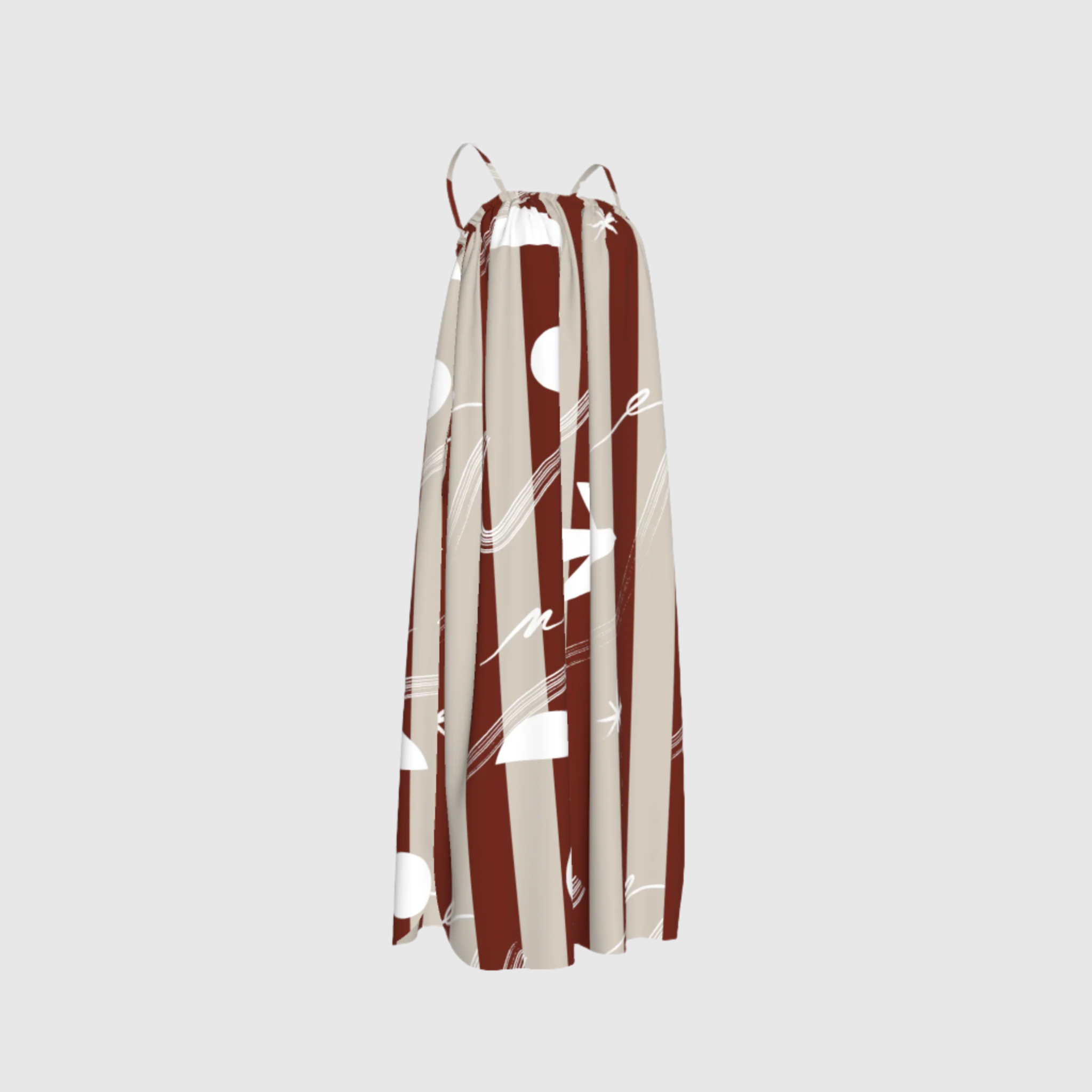 Beige and Crimson Stripes Camisole Dress