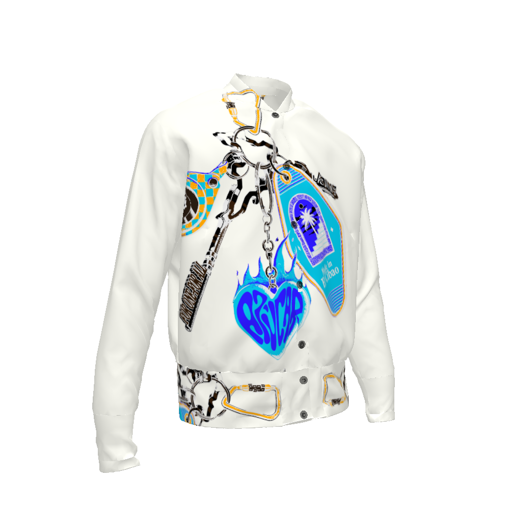 ‘Llaves del Cibao’ Bomber Jacket in Azúcar Azul Blanco