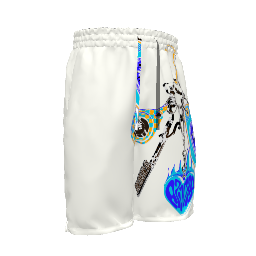 'Llaves del Cibao' Basketball Shorts in Azúcar Azul Blanco