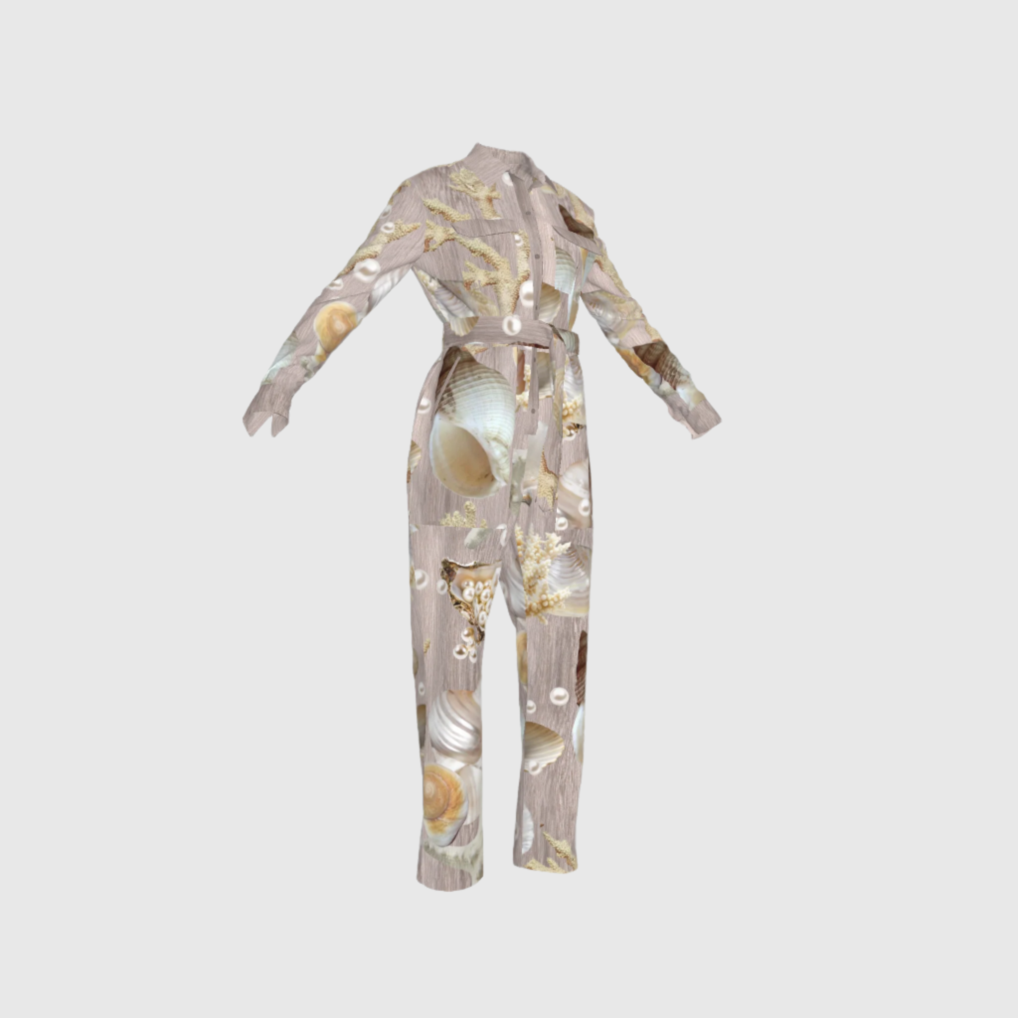 Coral and Pearls Lightweight Button Front Jumpsuit