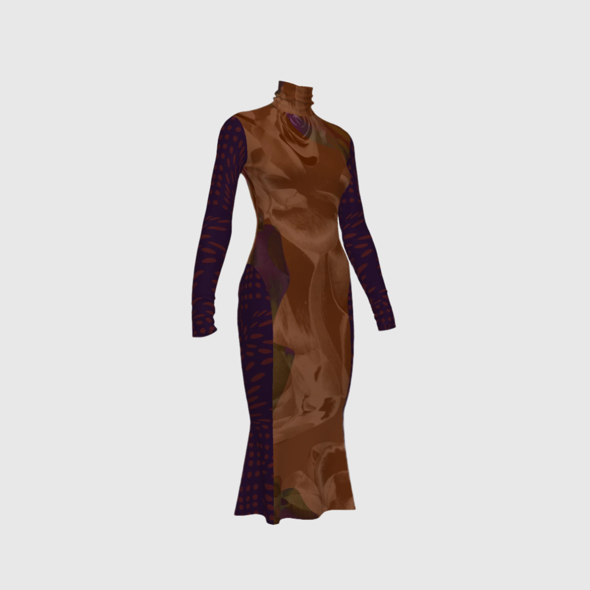 Illusionary Blossom Turtleneck Dress
