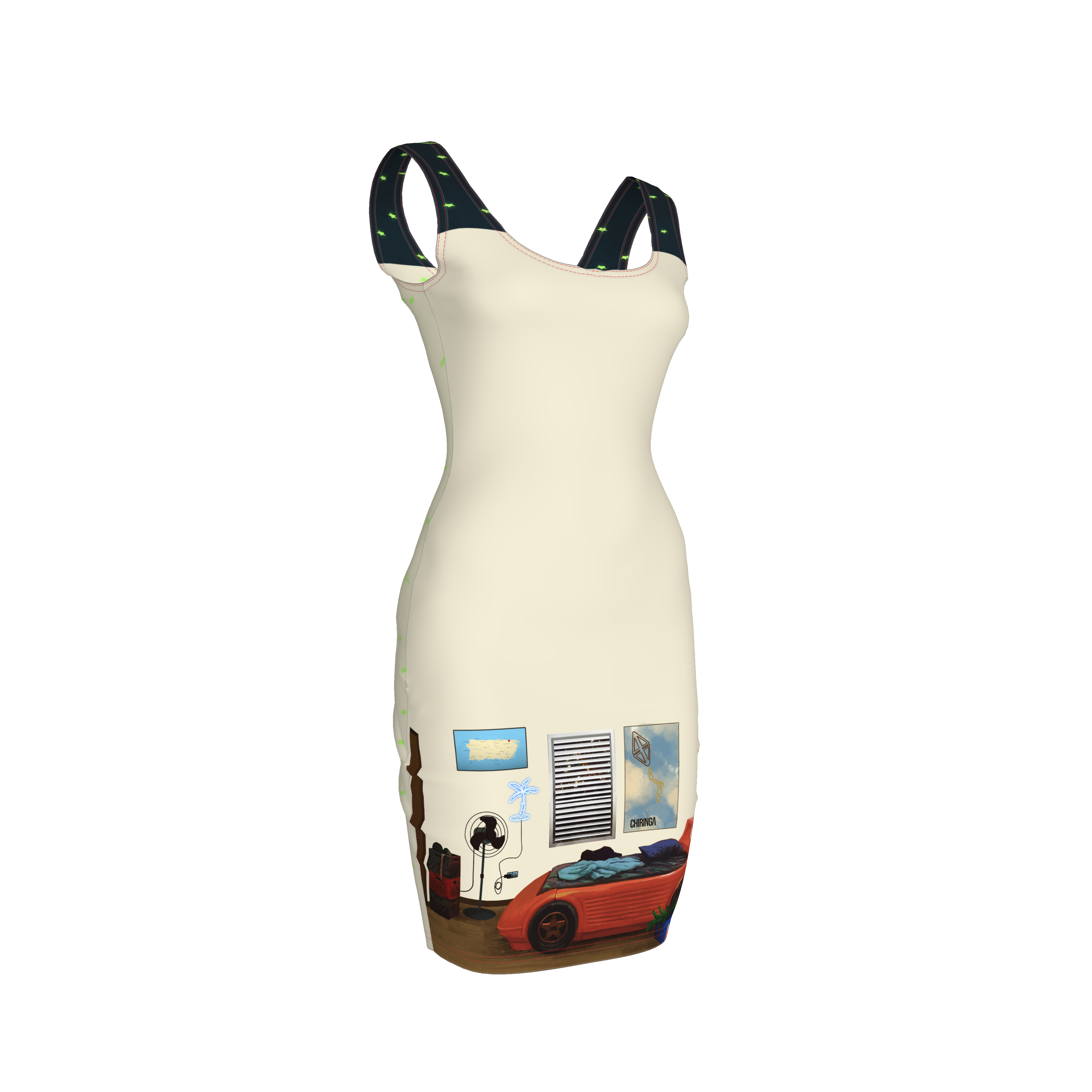 Bodycon Tank Dress Jibaro Urbano - Reyes Room Bodycon Dress  in Organic Cotton Spandex