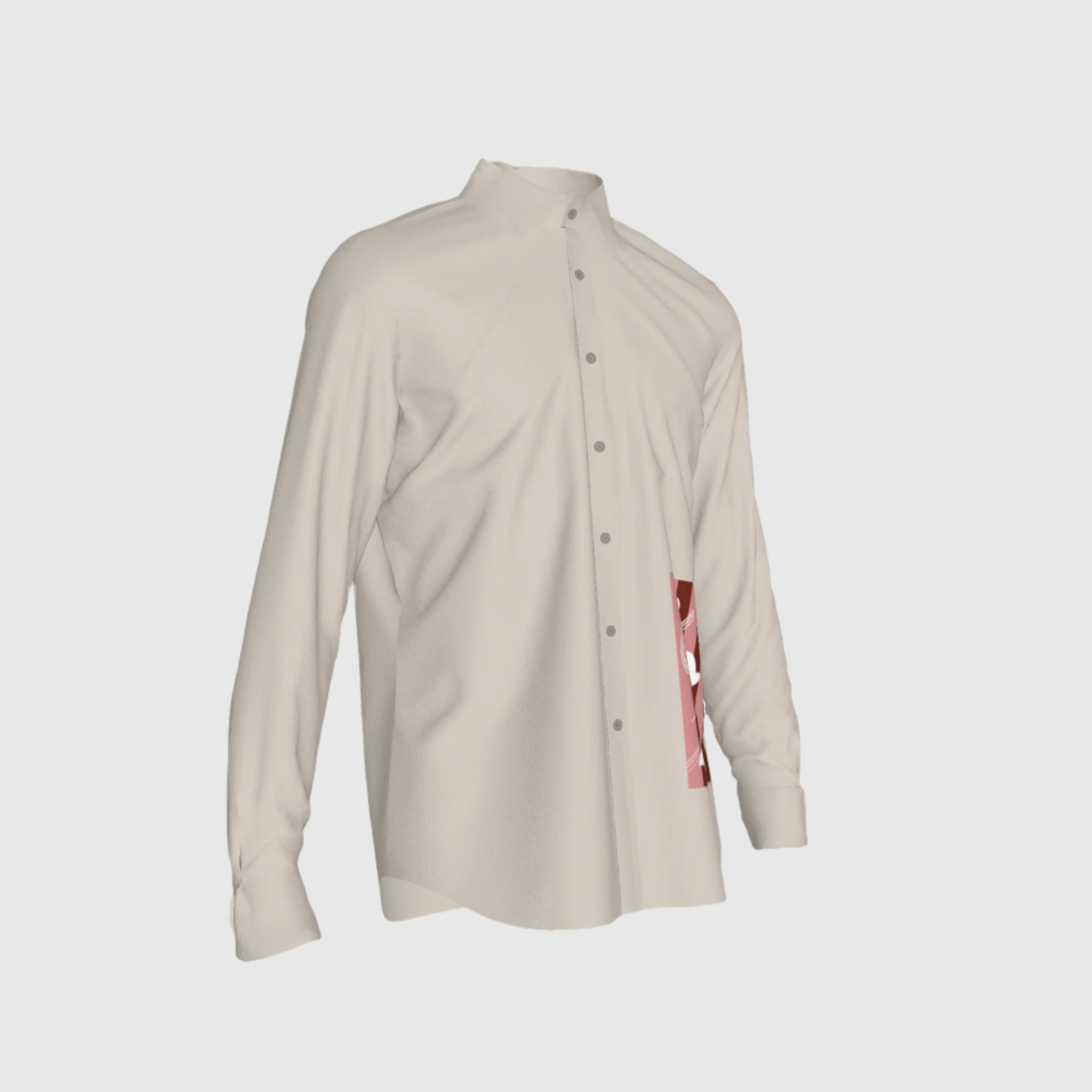 Beige Unisex Button-Up Shirt