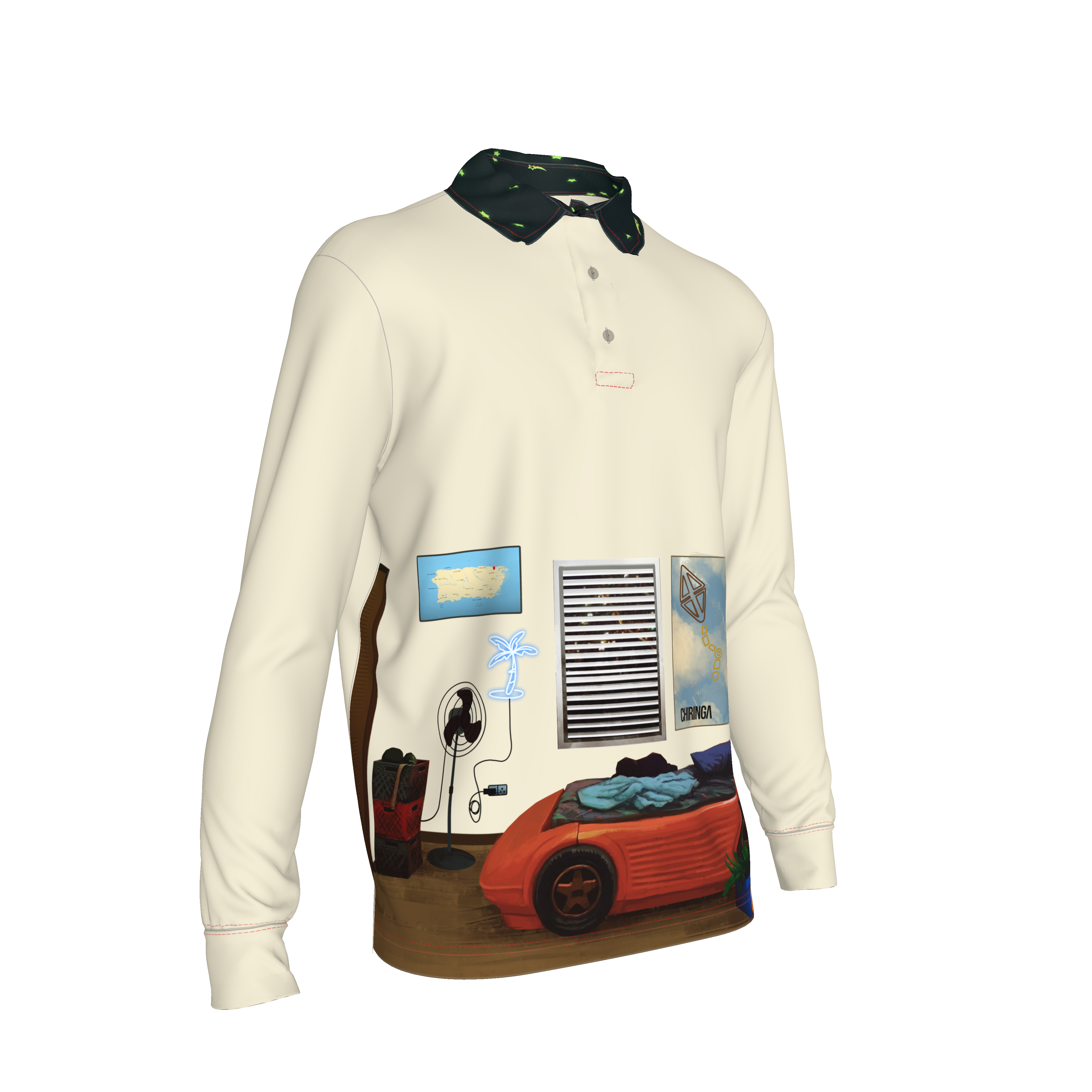 Rugby Shirt Jibaro Urbano - Men's Rugby Long Sleeve Shirt Jibaro Urbano  in Organic Cotton Spandex