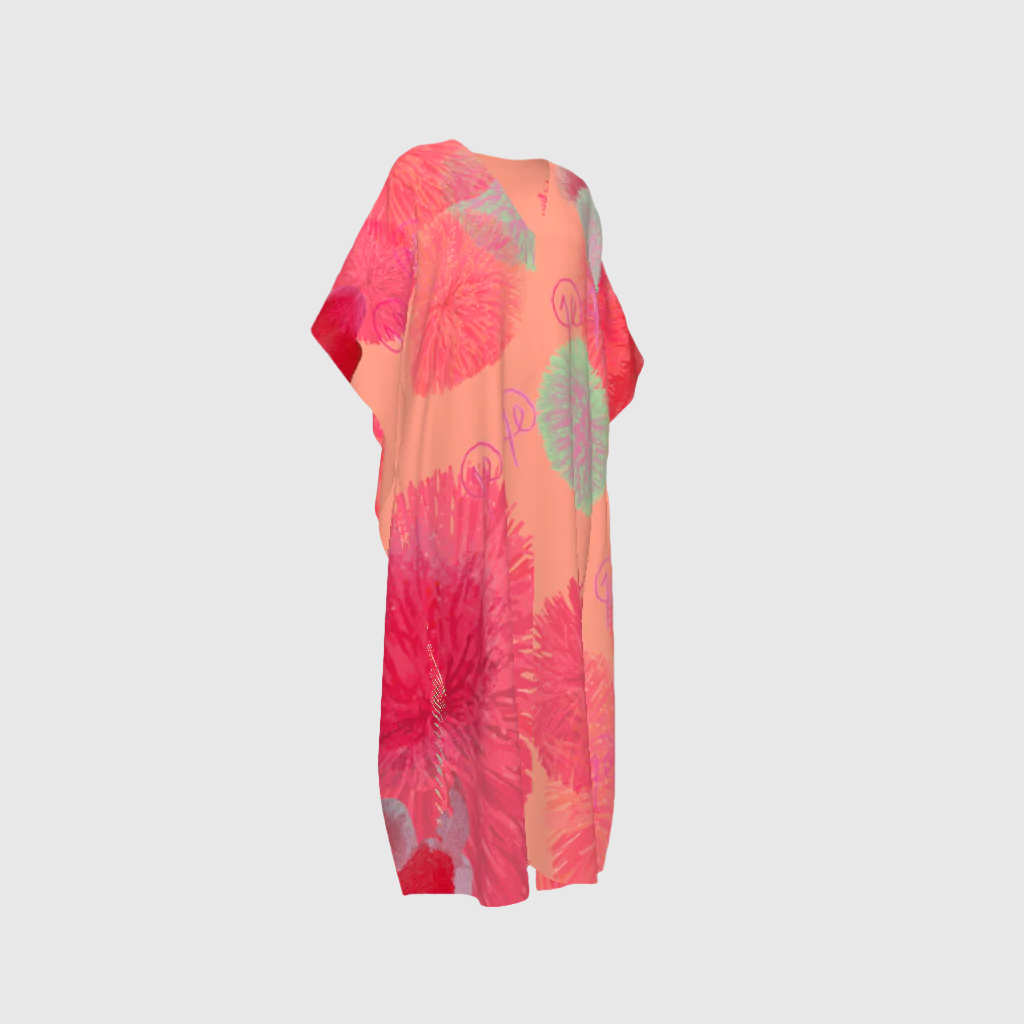 Coral Koosh Silk Caftan