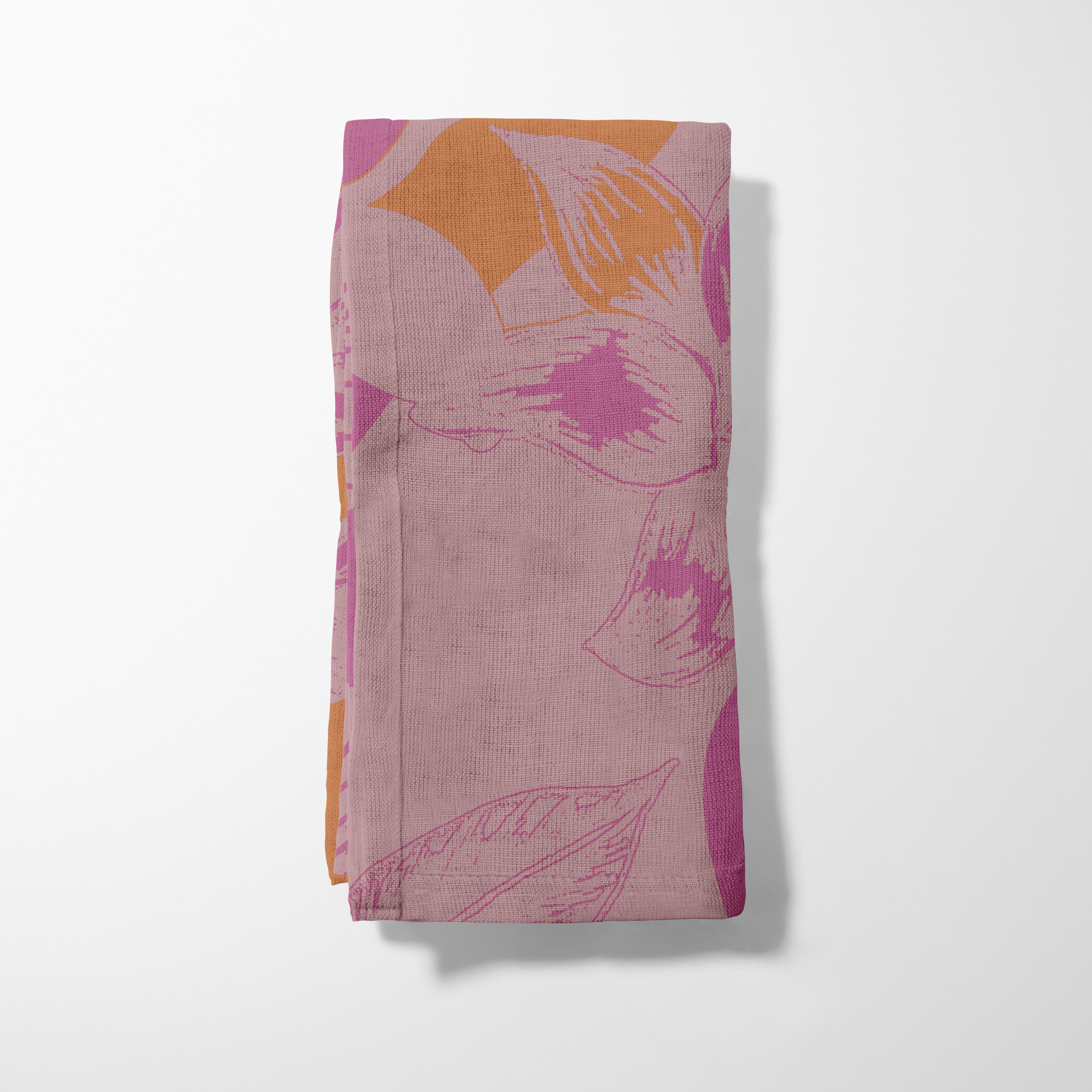 Tropical Paissage Pink & Orange Napkin in Oxford Cotton