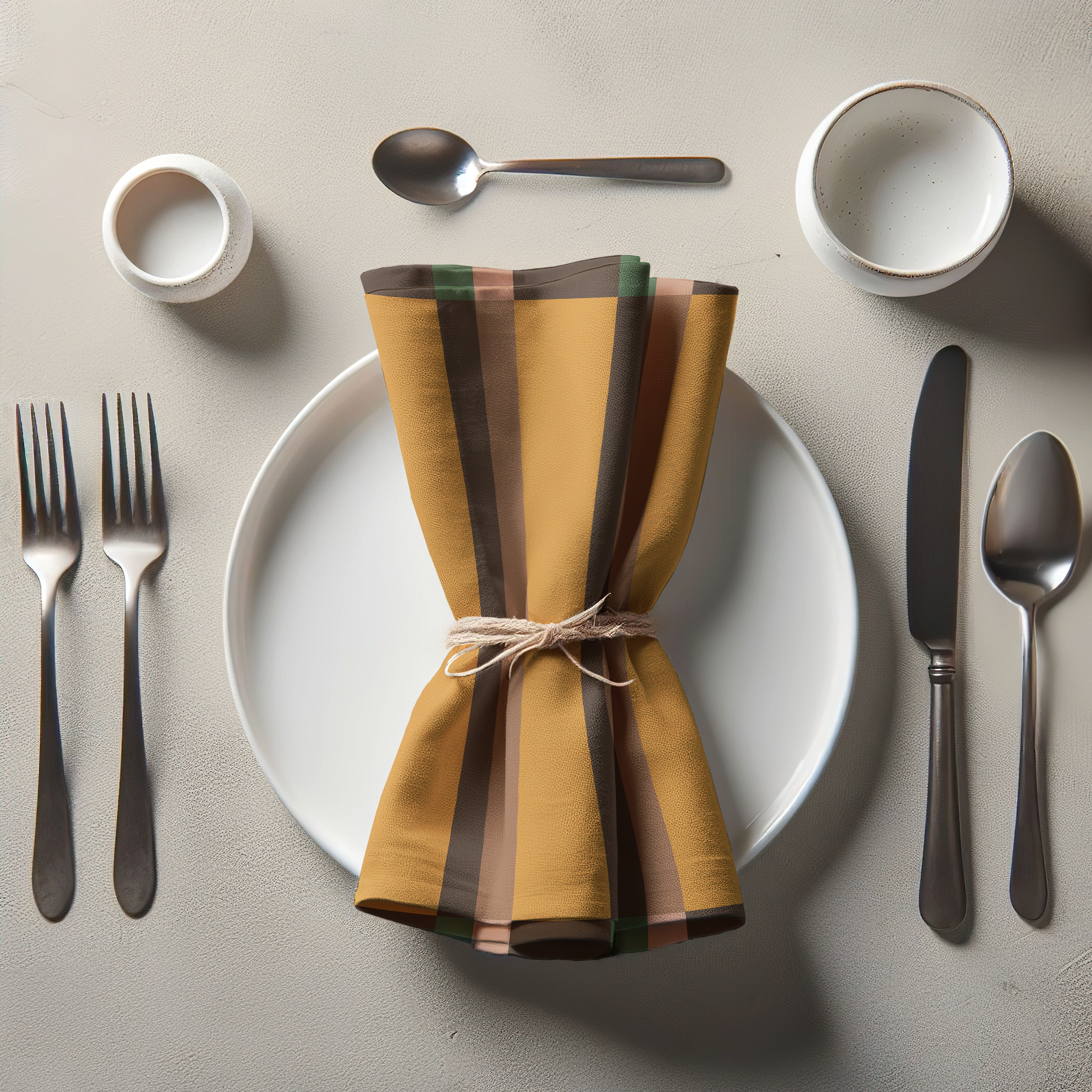 Candy Stripes Orange  Brown Napkin in Oxford Cotton