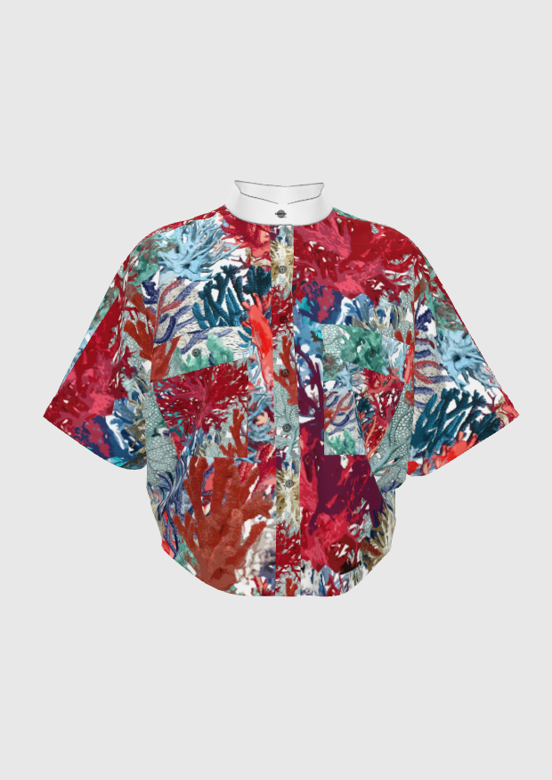 Painted Corals Voile Crop Kimono