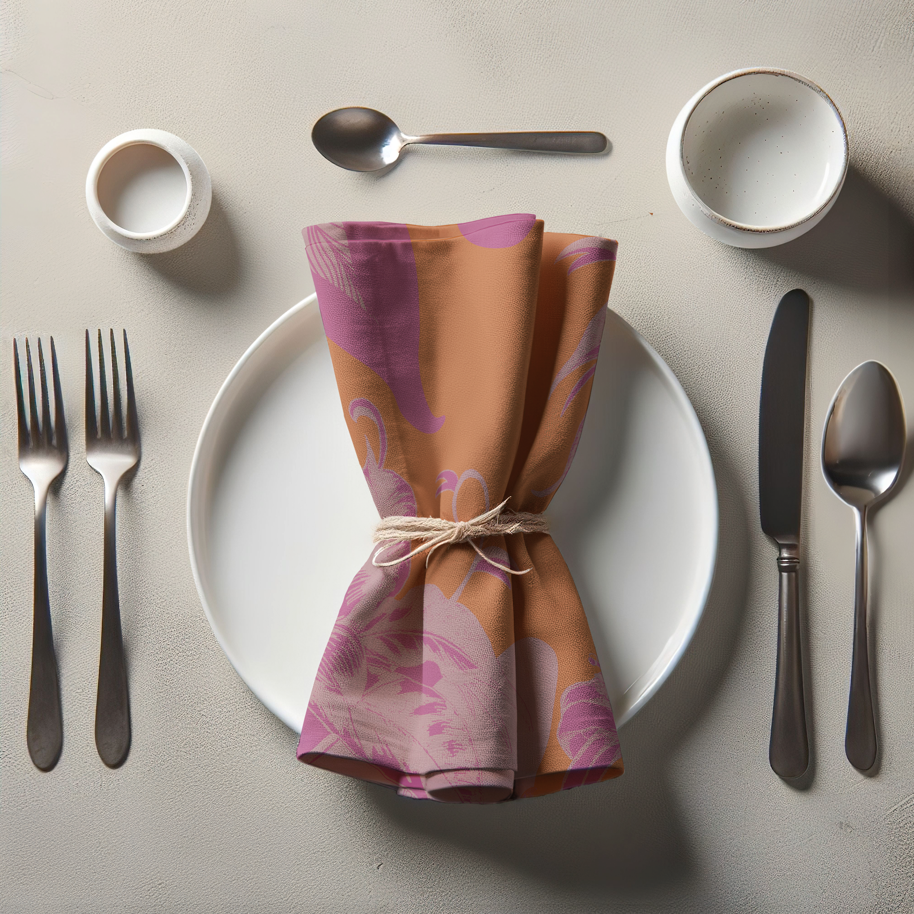 Tropical Paissage Pink & Orange Napkin in Oxford Cotton