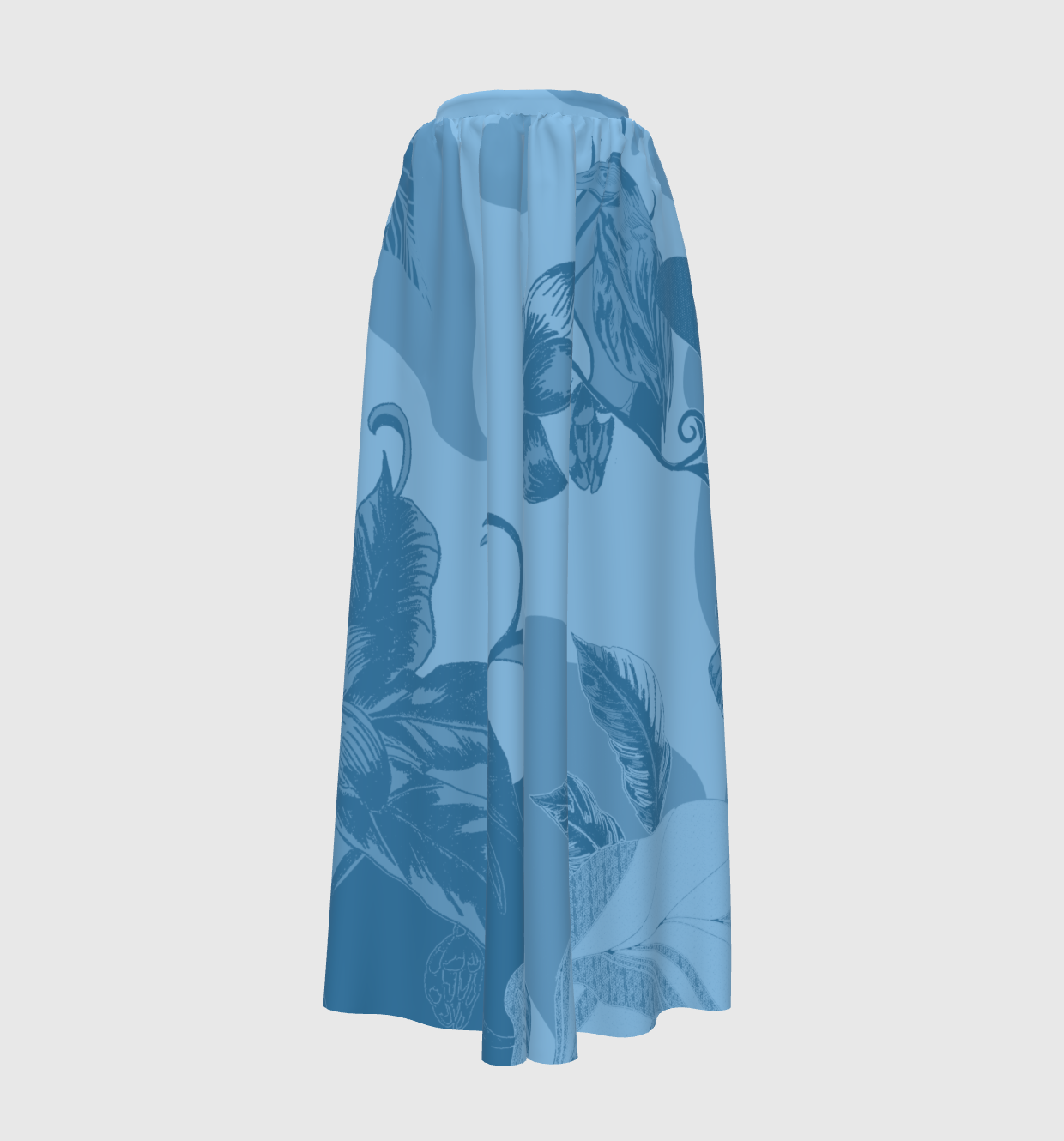 Blue Paissage Palazzo Pants in Medium Brushed Cotton Flannel