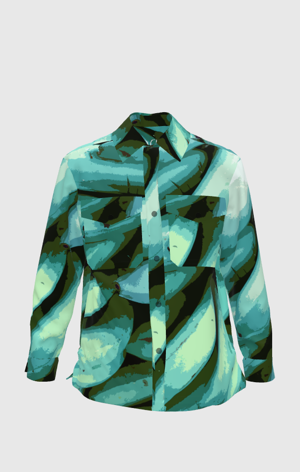 Turquoise Sateen Graphic Platano Shirt