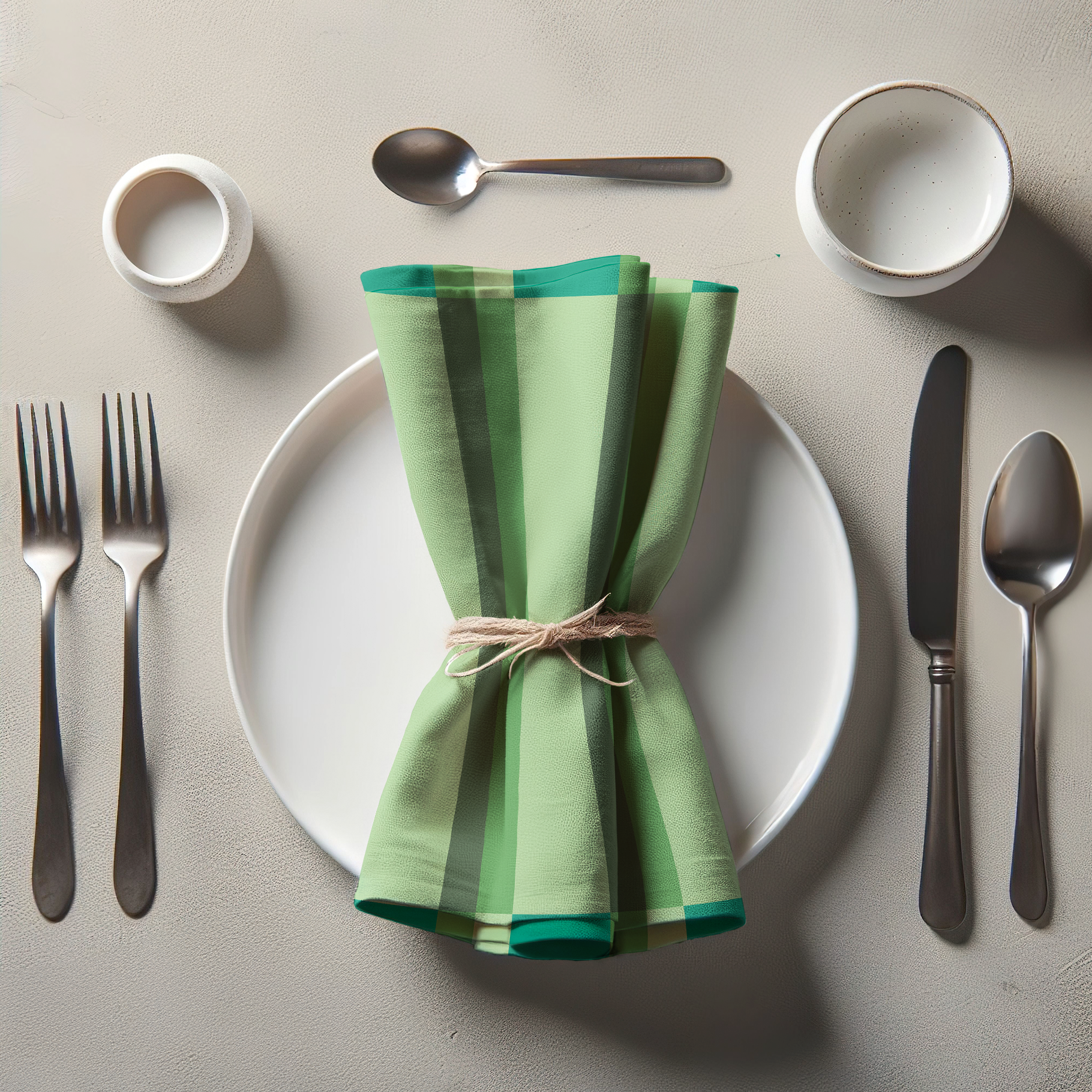 Candy Stripes Green Napkin in Oxford Cotton