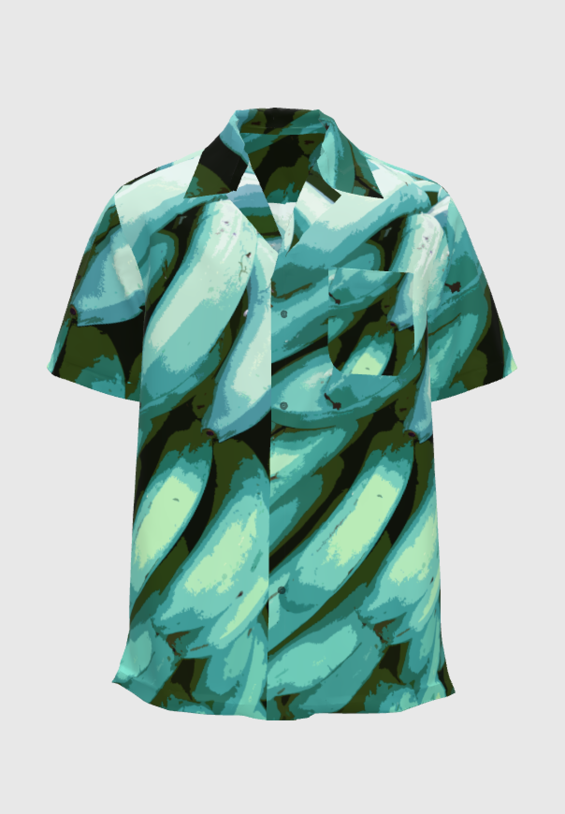 Turquoise Graphic Platano Vintage Collar Shirt