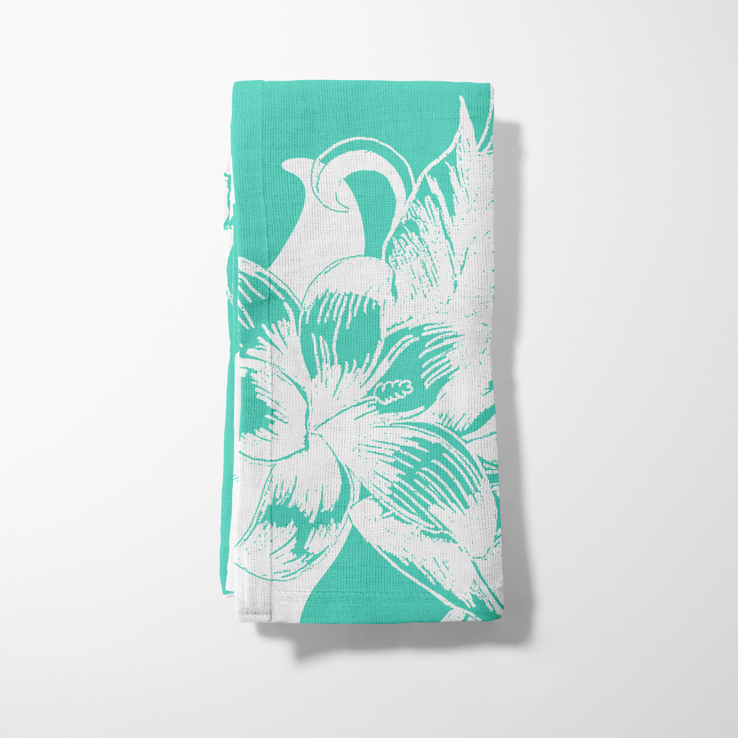 Tropical Paissage Bright Blue Napkin in Oxford Cotton