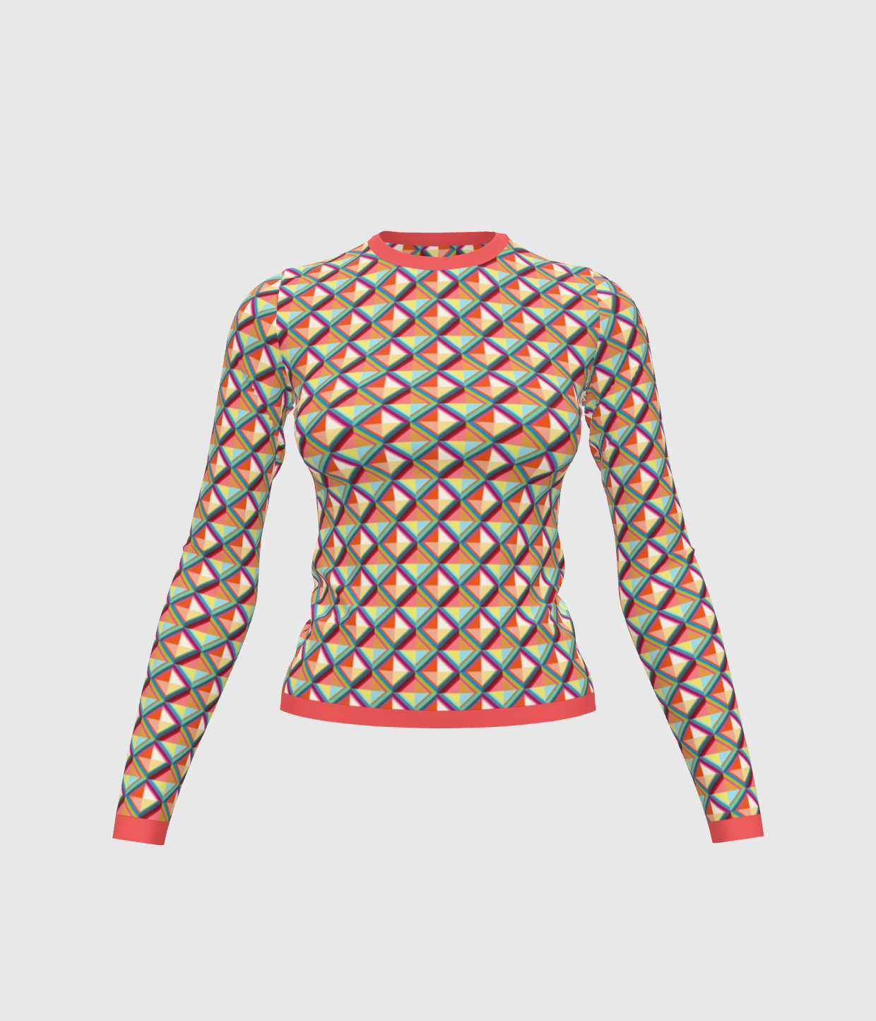 Long Sleeve Triangular Print T-Shirt