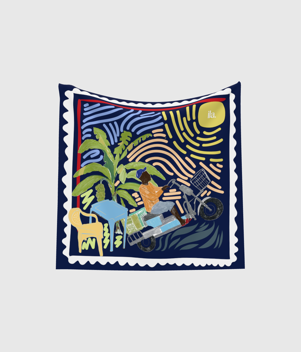 Tropical Navy Scarf