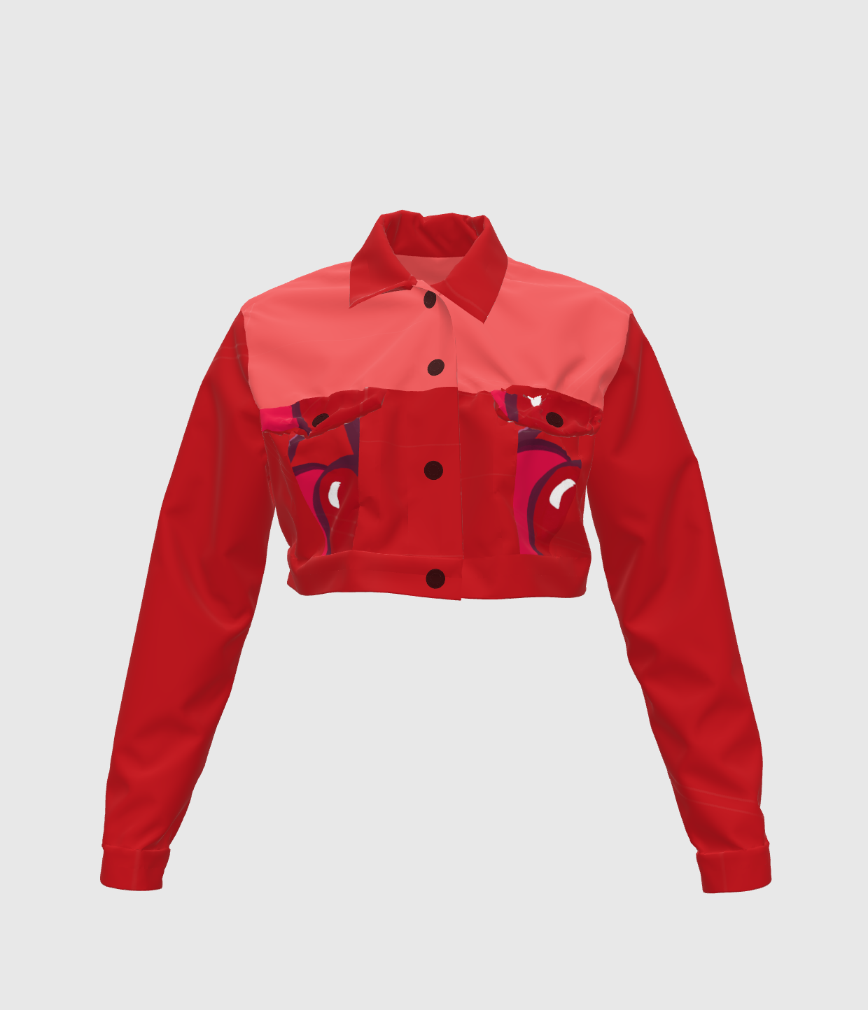 Cherry Red Cropped Womens Jean Jacket