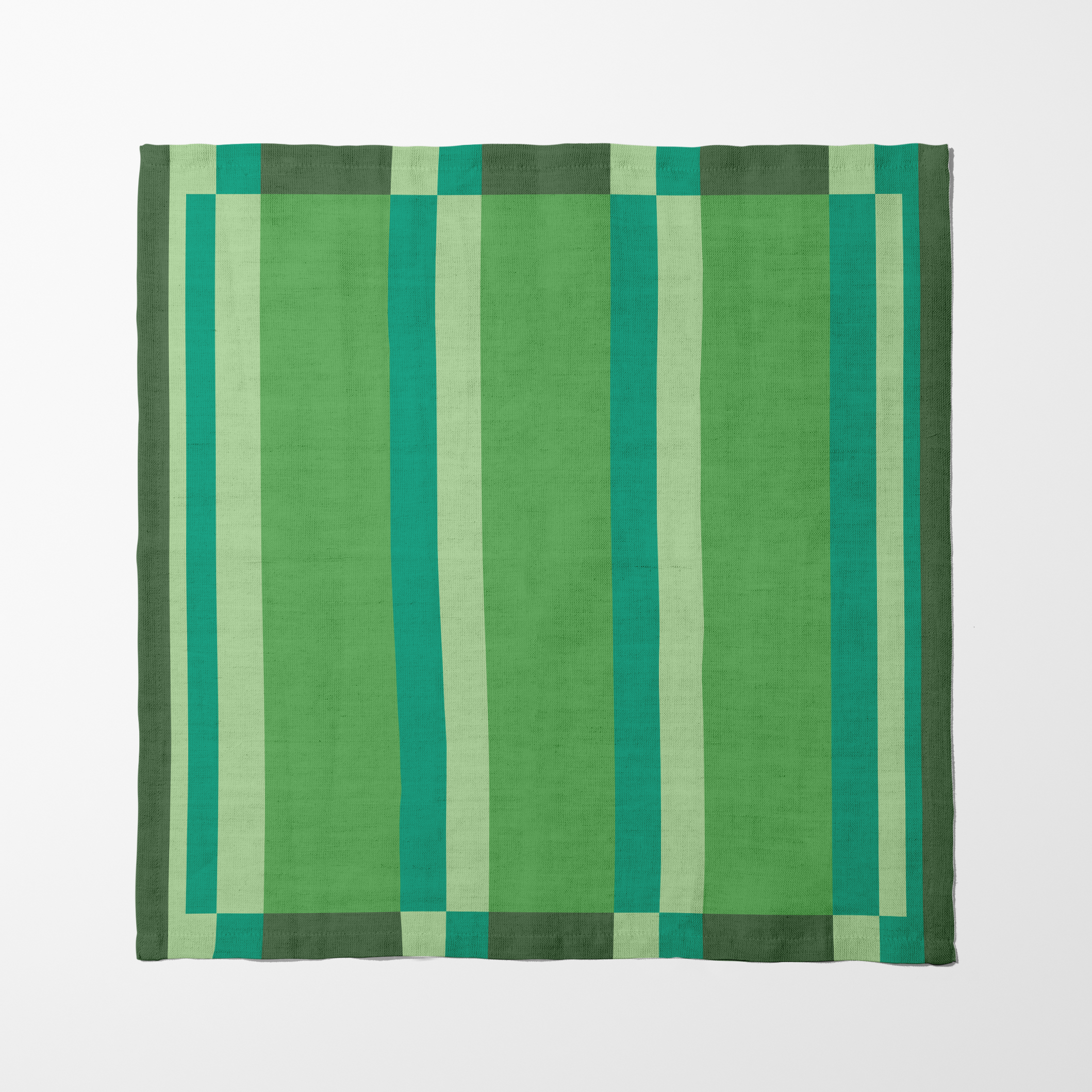 Candy Stripes Olive Green Napkin in Oxford Cotton