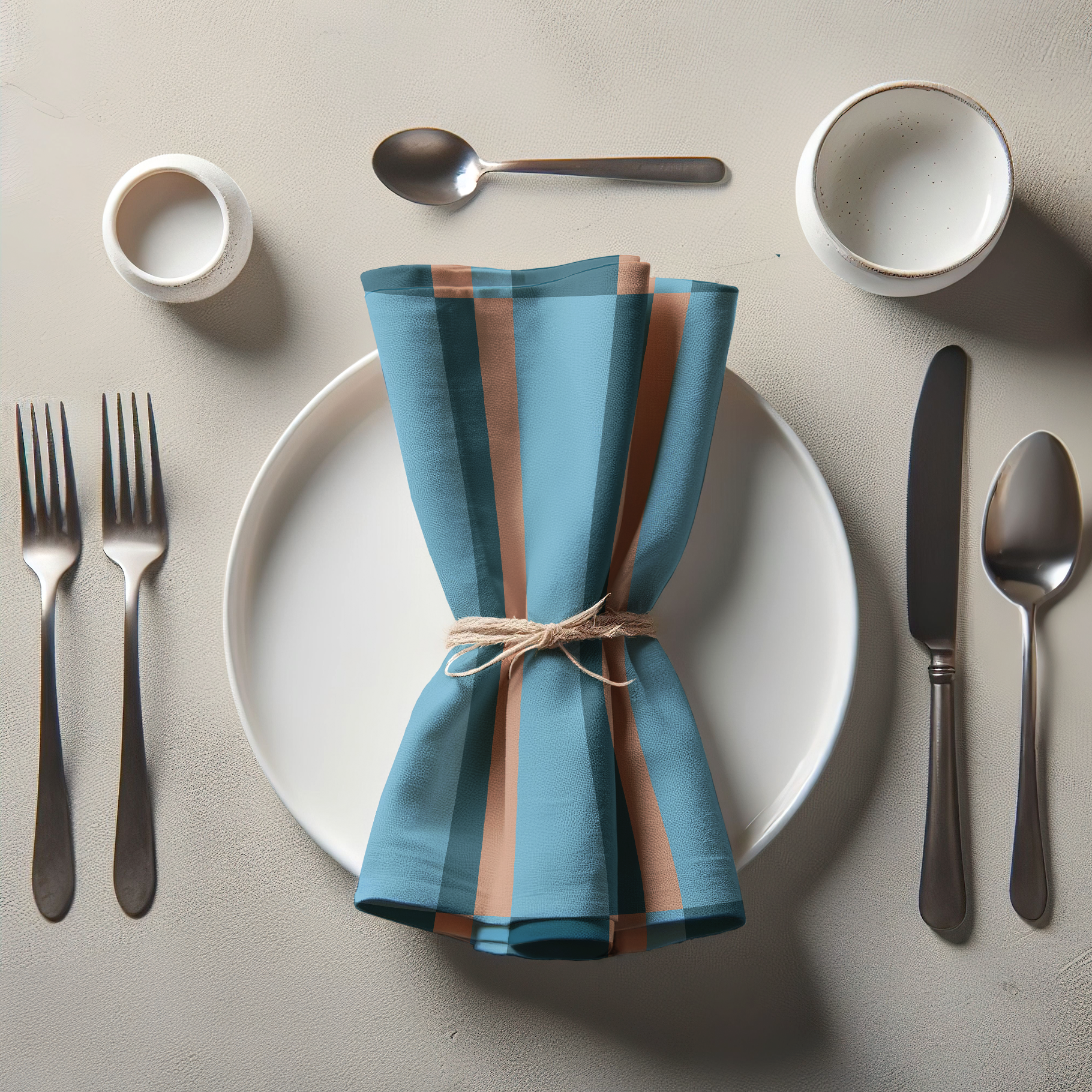 Candy Stripes Blue Napkin in Oxford Cotton