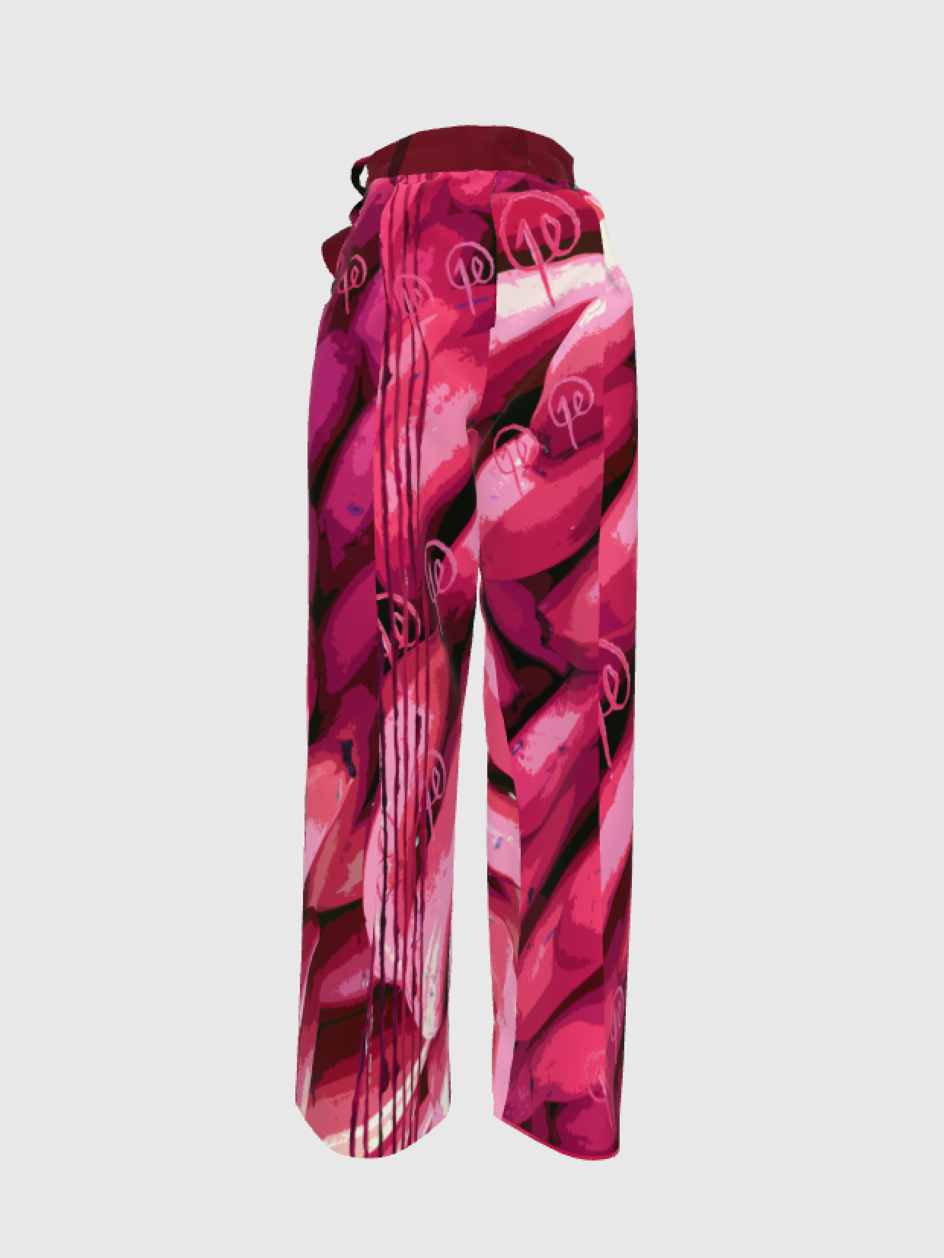 Pink Graphic Platano Pleated Pants