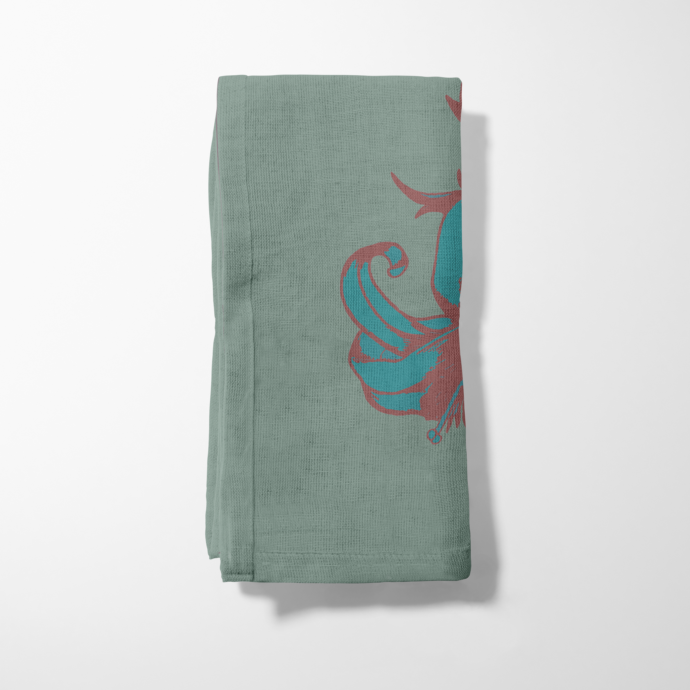 Art Nouveau Flower Napkin in Green