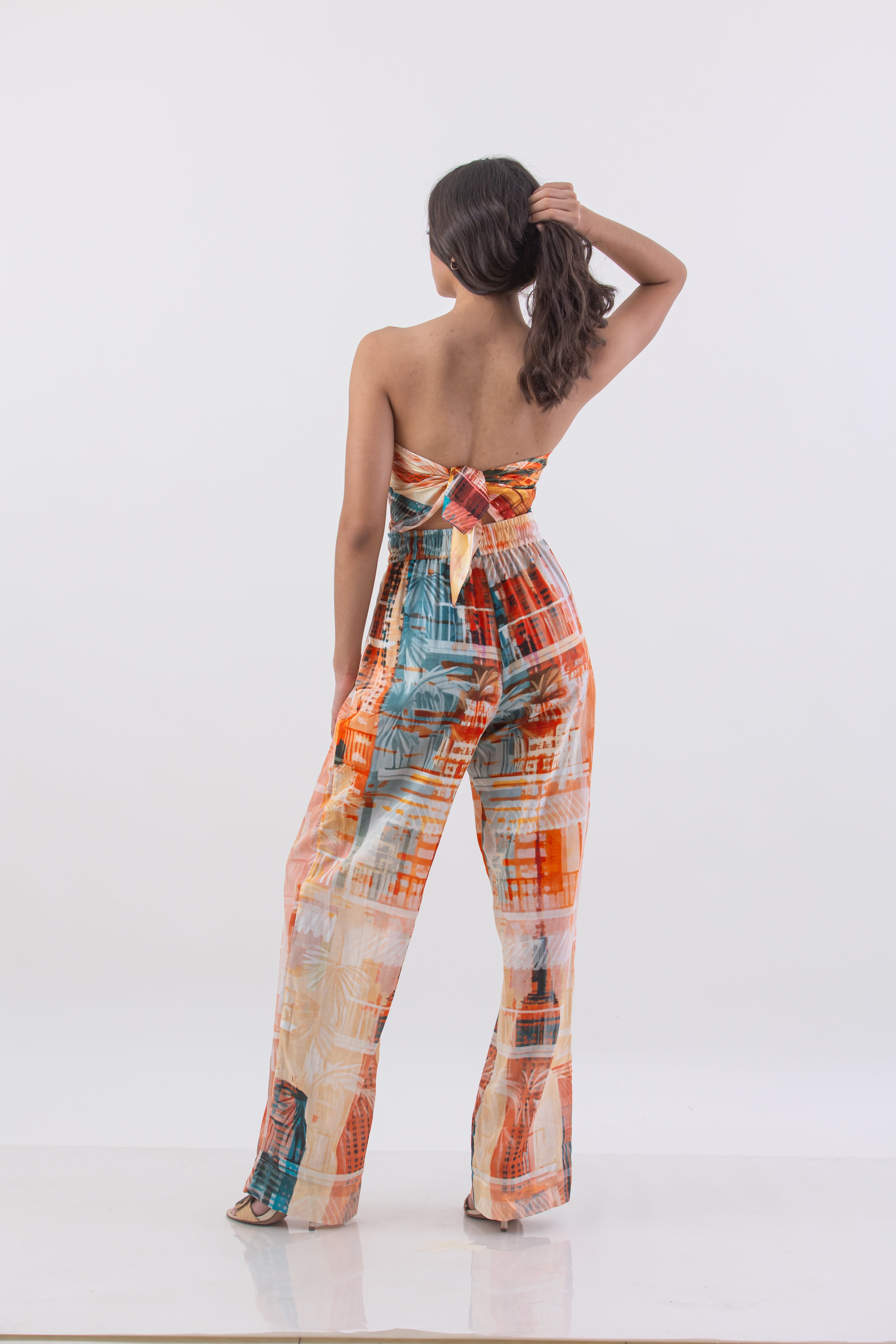 Boho Palm Metropolis Elastic Draw Waist Pant